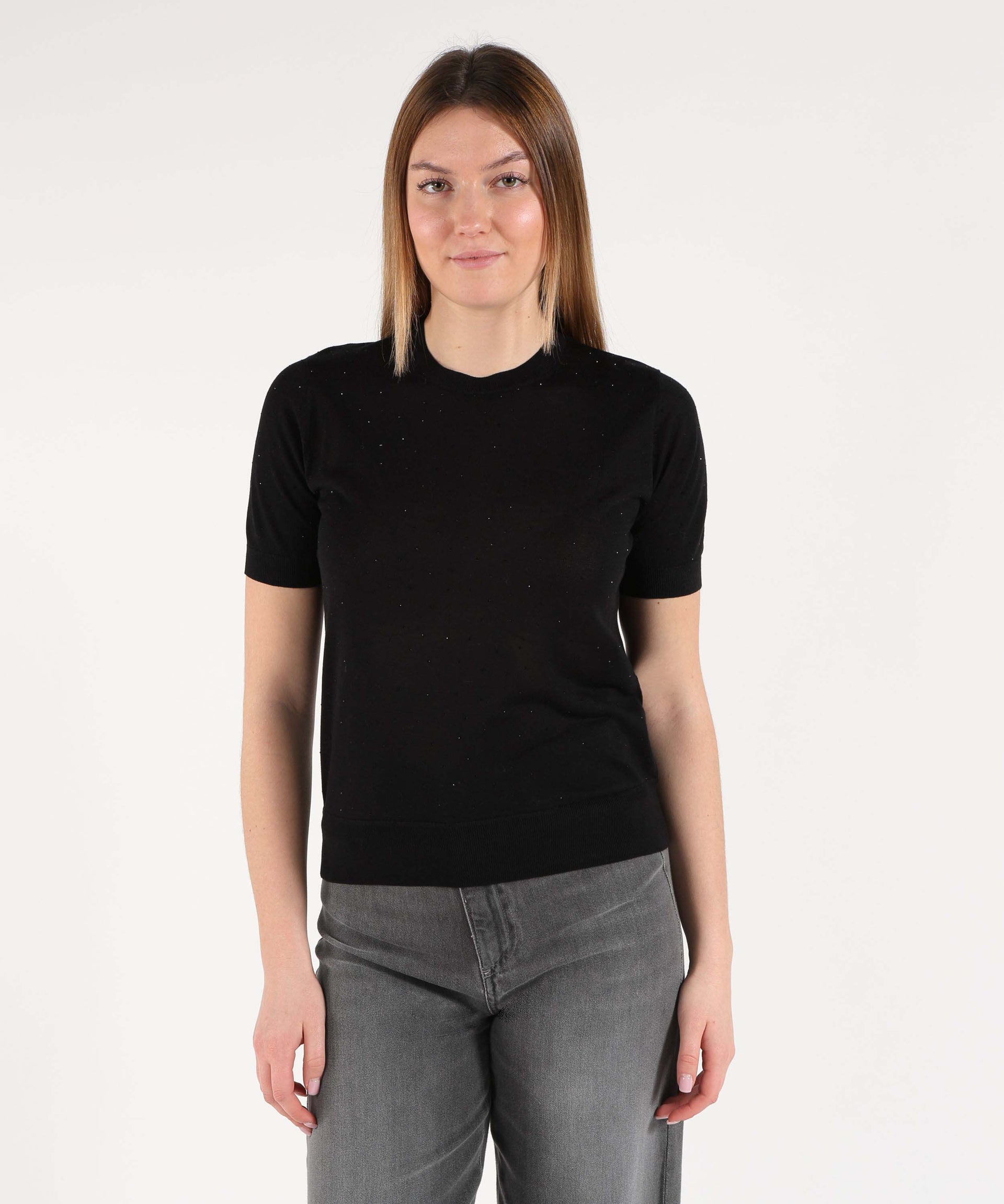 SEVENTY Maglia girocollo mezza manica in viscosa seta