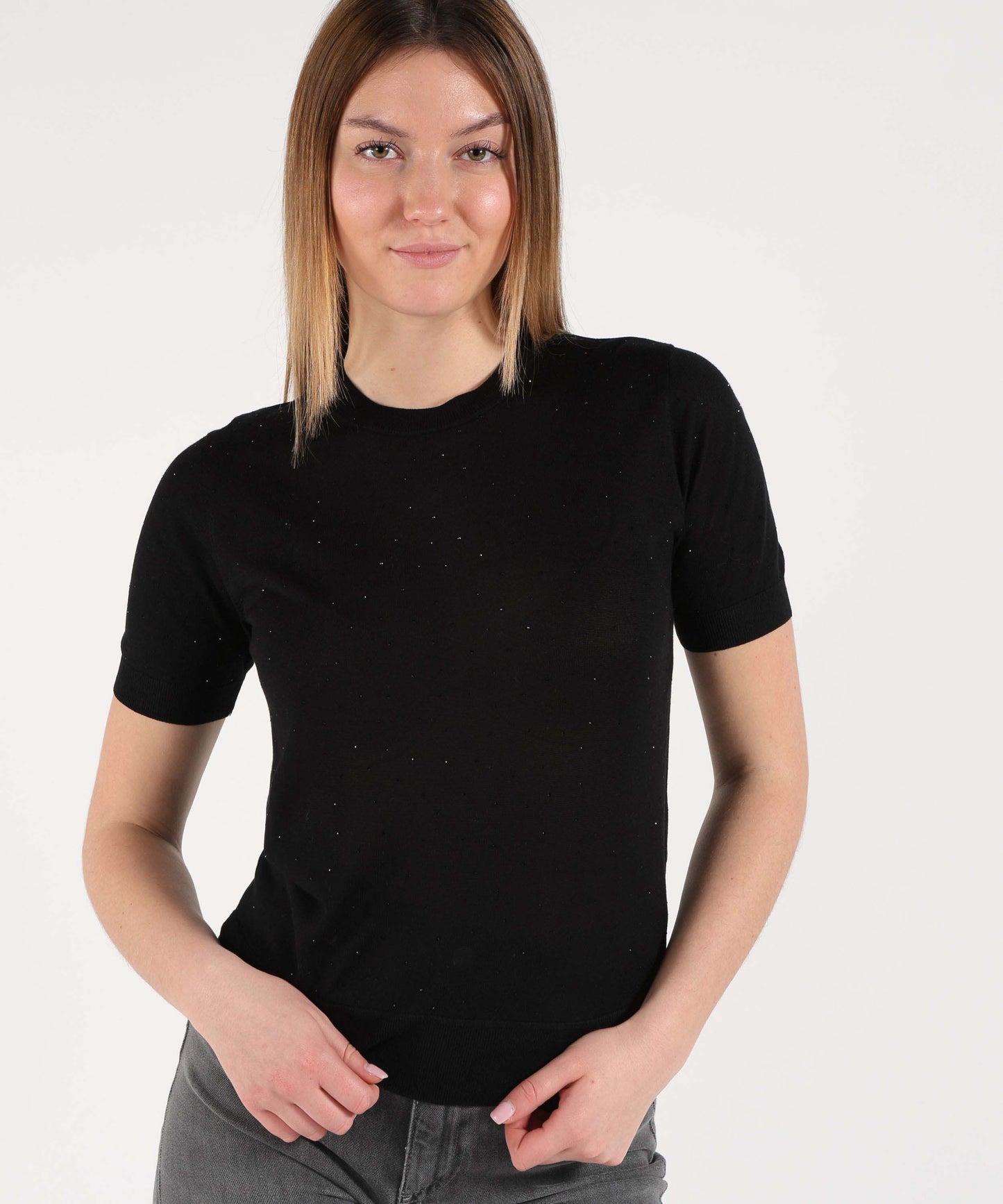 SEVENTY Maglia girocollo mezza manica in viscosa seta