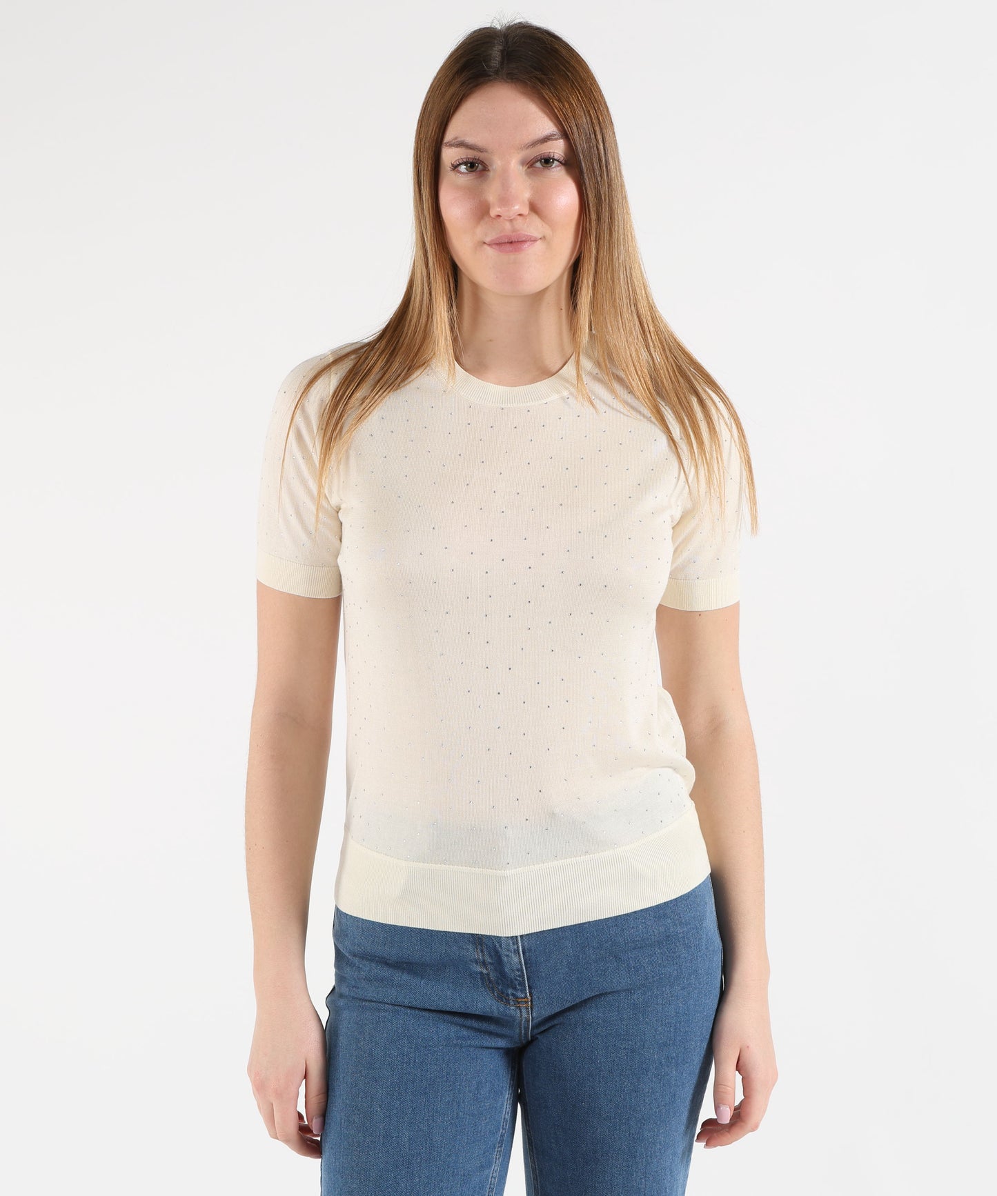 SEVENTY Maglia girocollo mezza manica in viscosa seta