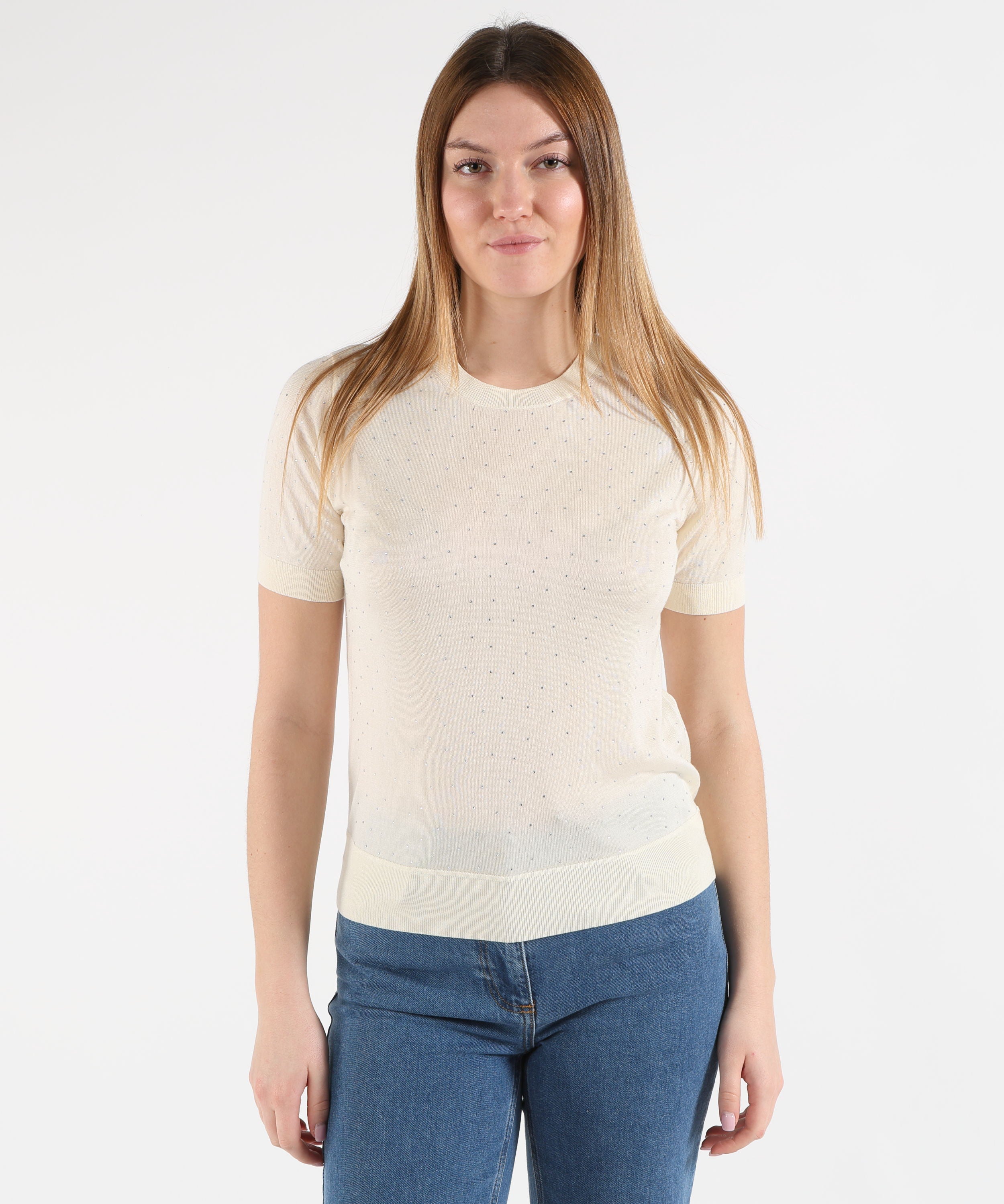 SEVENTY Maglia girocollo mezza manica in viscosa seta