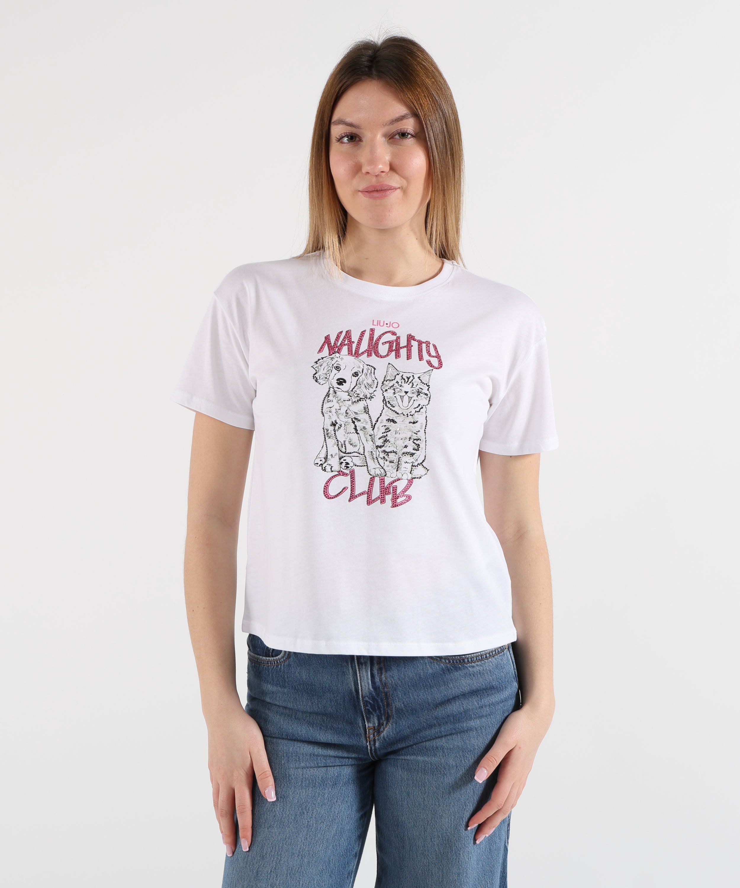 LIUJO WHITE T-shirt girocollo con stampa