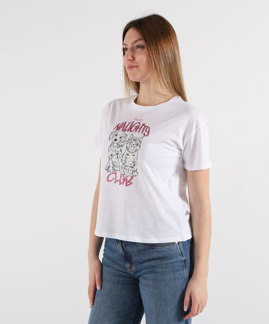LIUJO WHITE T-shirt girocollo con stampa