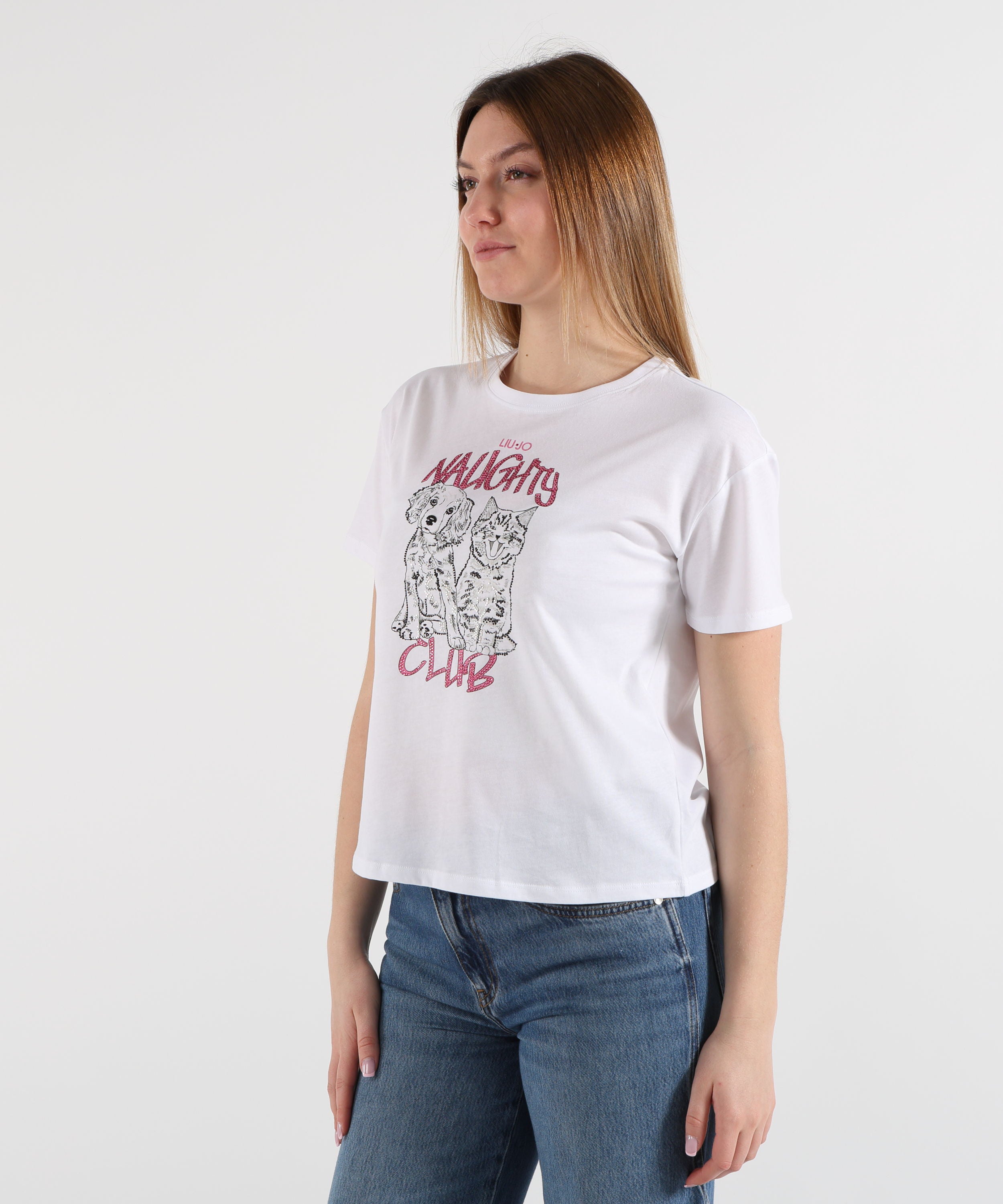 LIUJO WHITE T-shirt girocollo con stampa