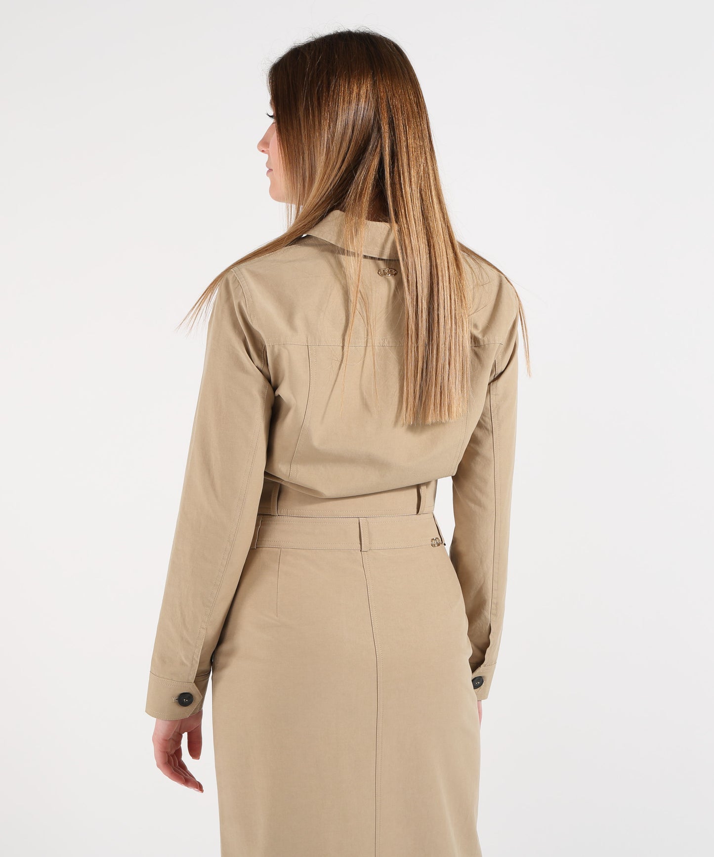 LIUJO WHITE Tencel and Cotton Jacket with Belt