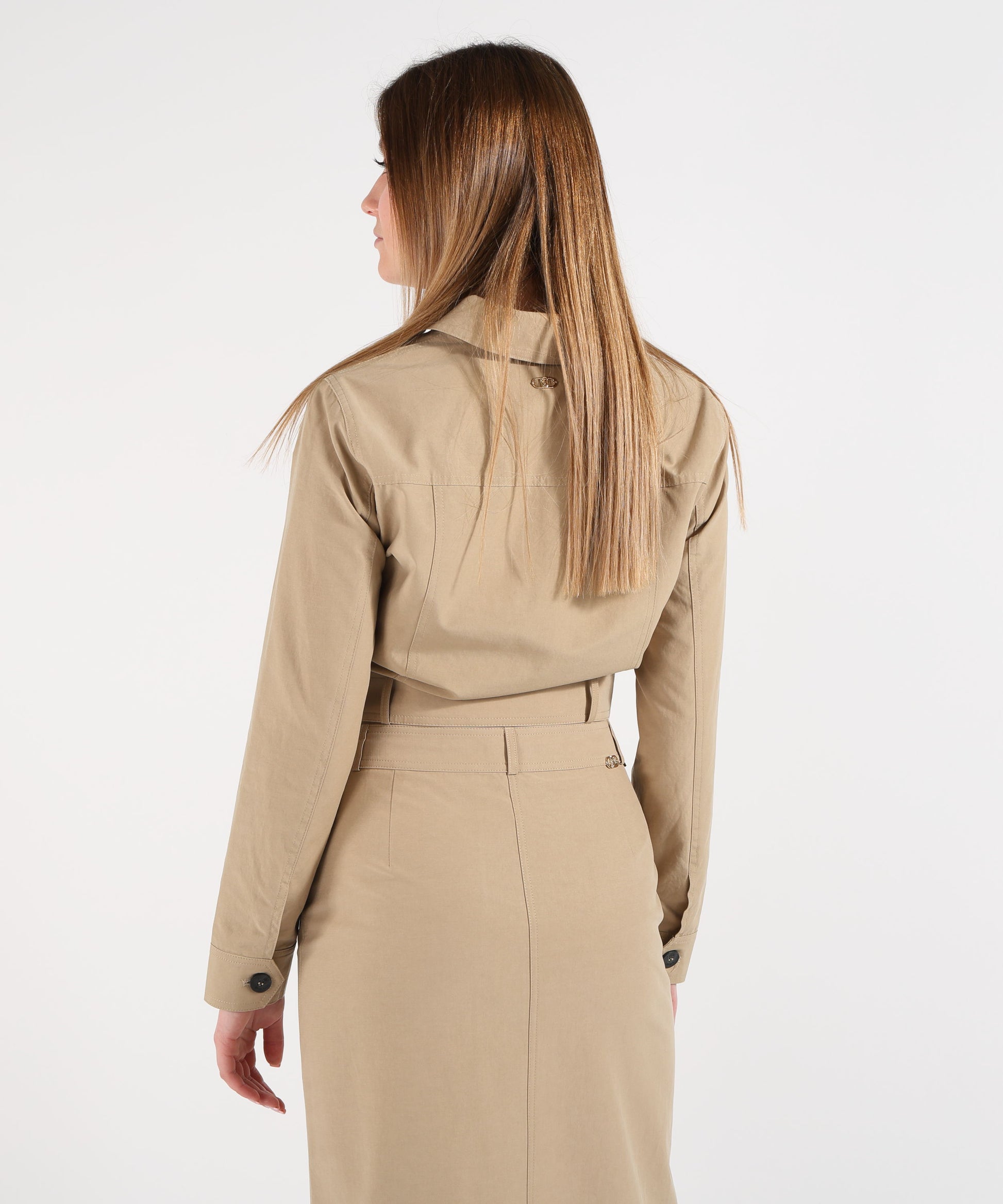 Light Jackets LIUJO WHITE Tencel and Cotton Jacket with Belt Beige | LIUJO WHITE