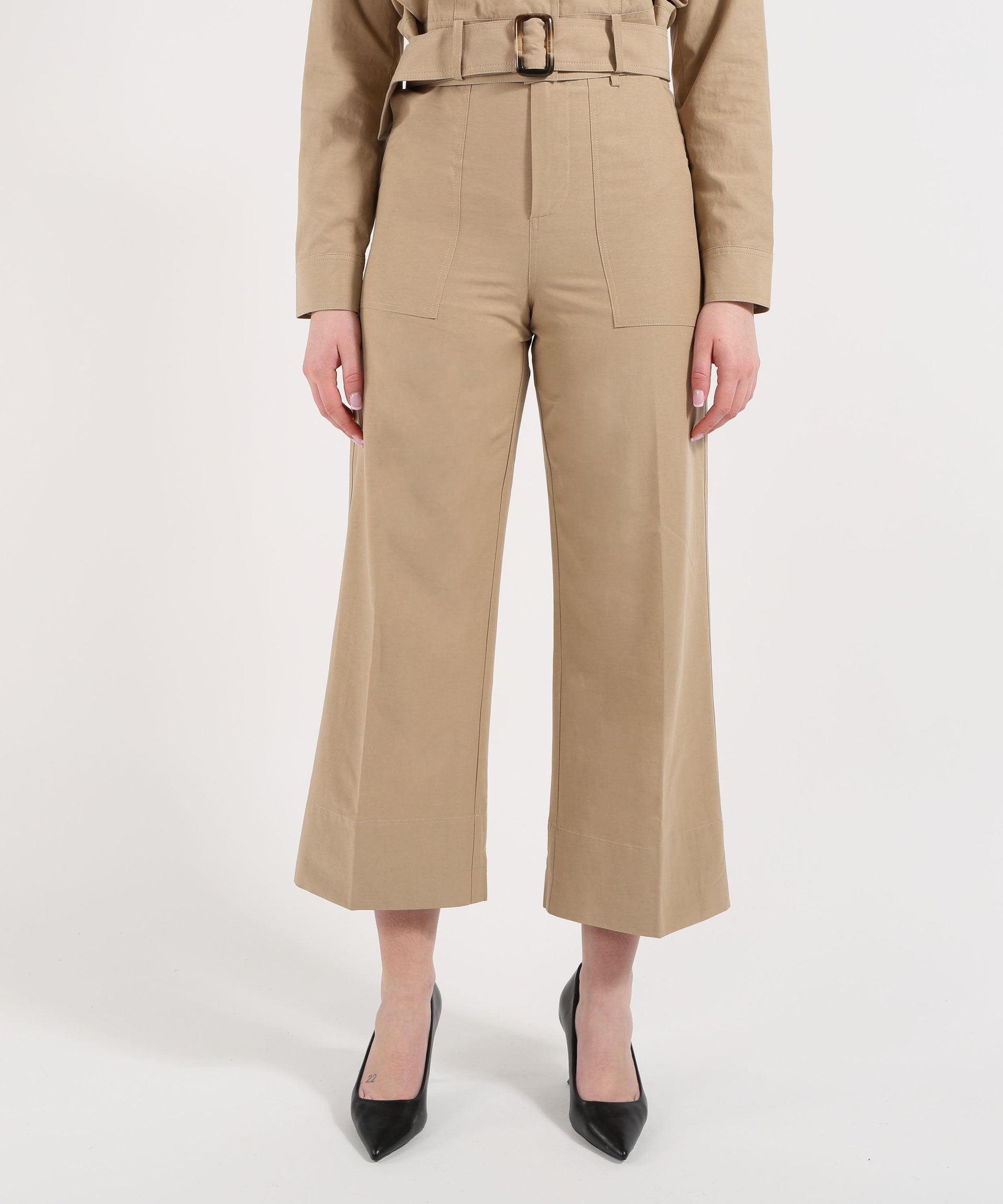 LIUJO WHITE Pantalone chino in Tencel e misto cotone