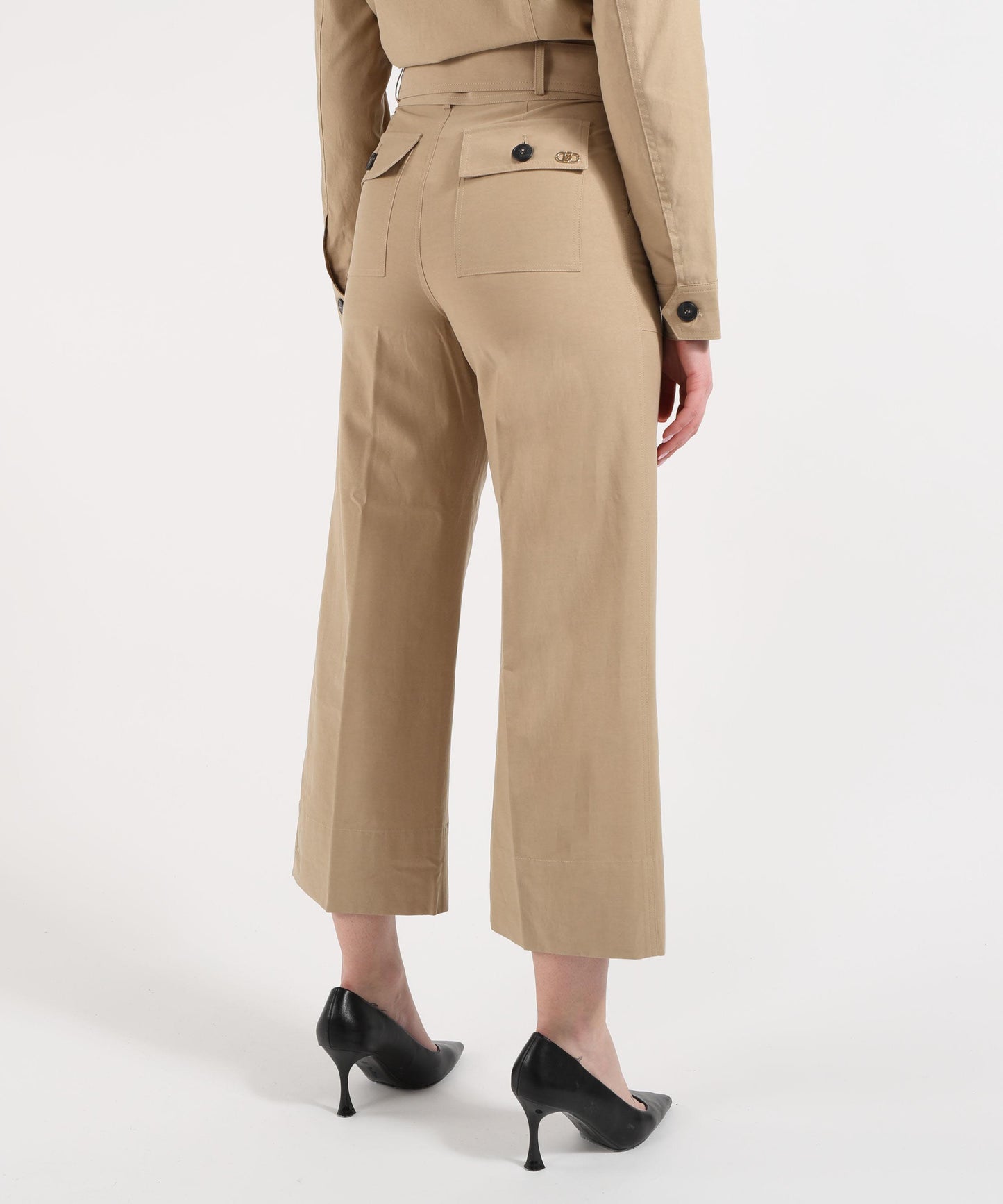 LIUJO WHITE Pantalone chino in Tencel e misto cotone