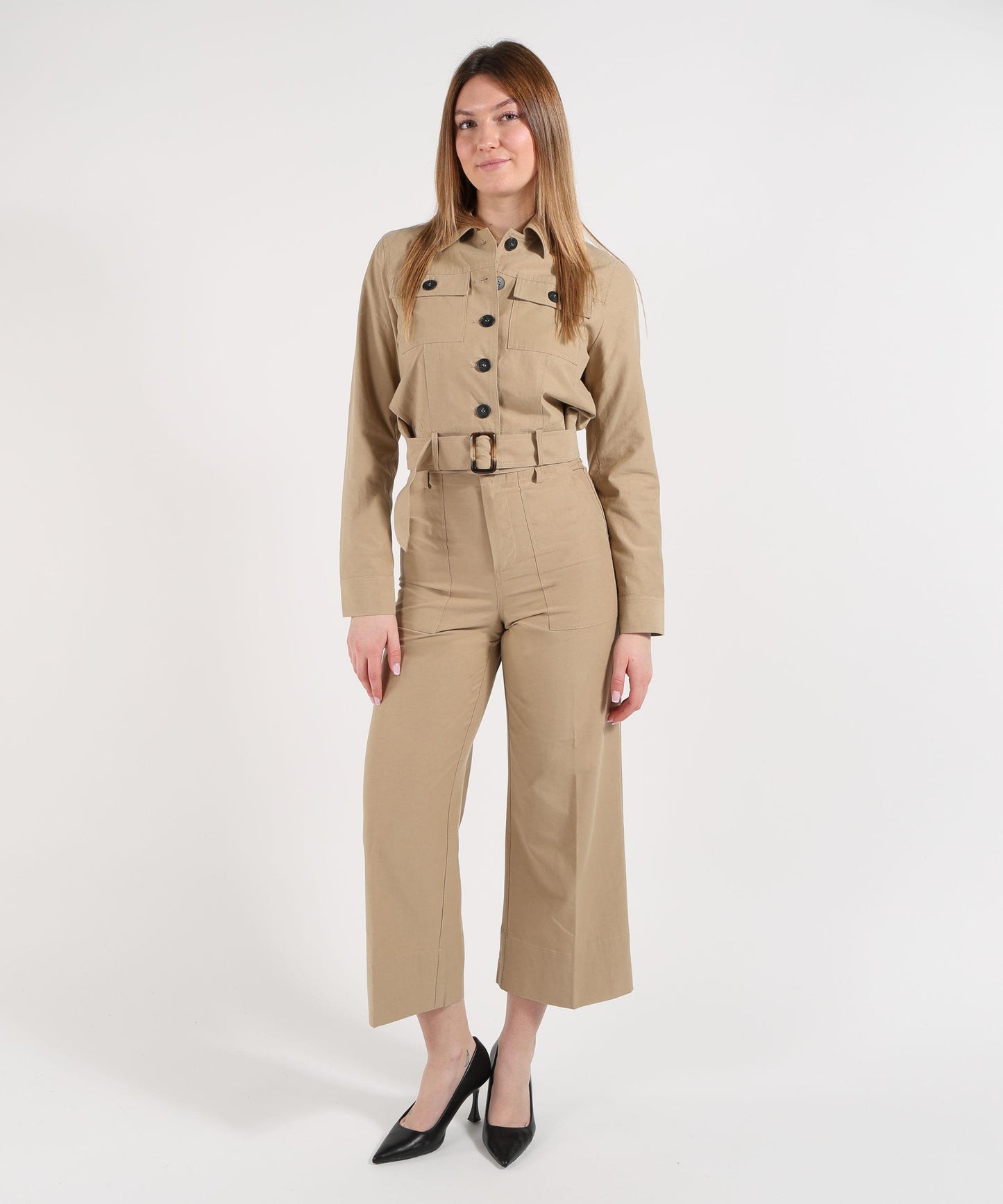 LIUJO WHITE Pantalone chino in Tencel e misto cotone