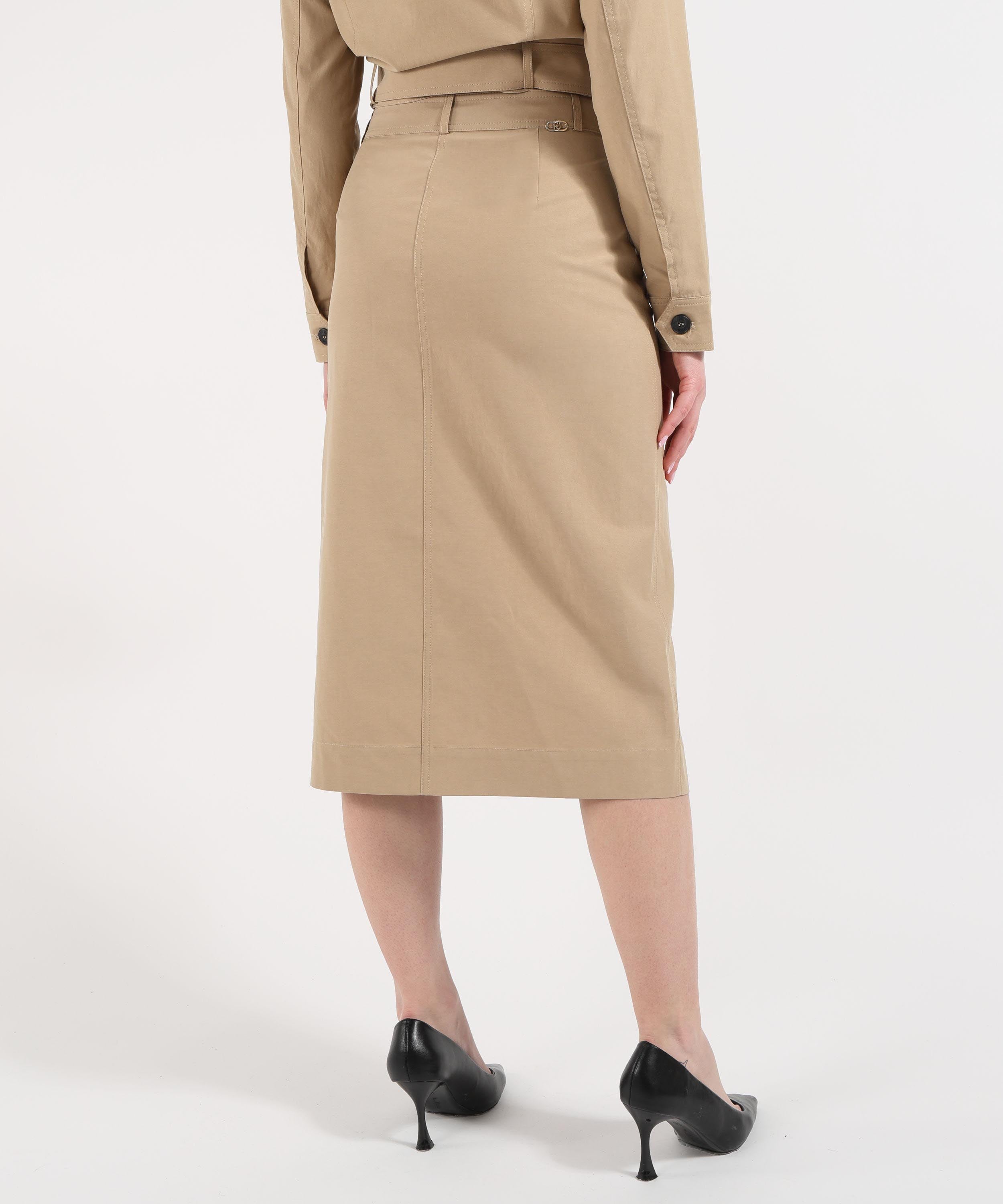 LIUJO WHITE Gonna midi beige con bottoni