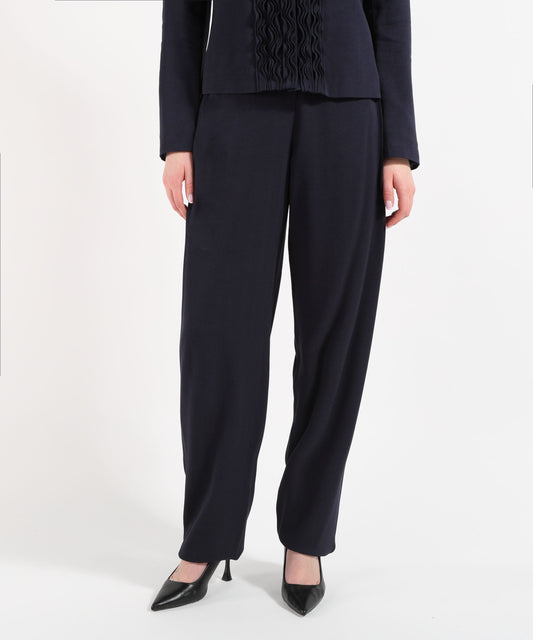 EMPORIO ARMANI Pantaloni in serga lavati con pieghe laterali