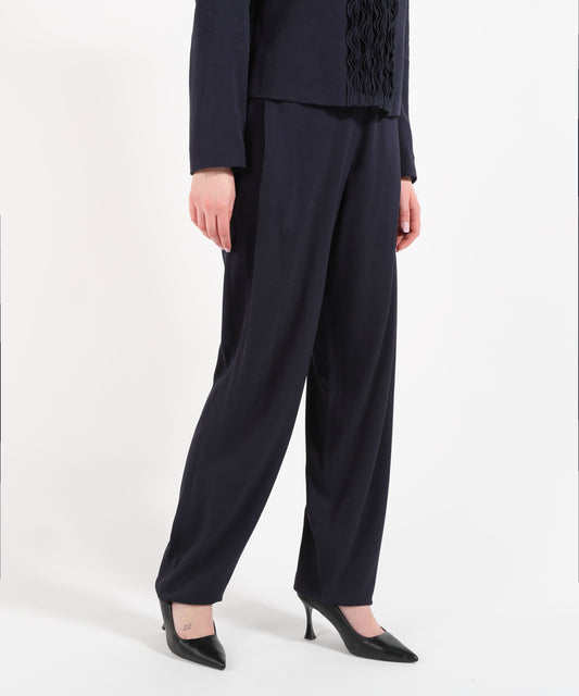 EMPORIO ARMANI Pantaloni in serga lavati con pieghe laterali