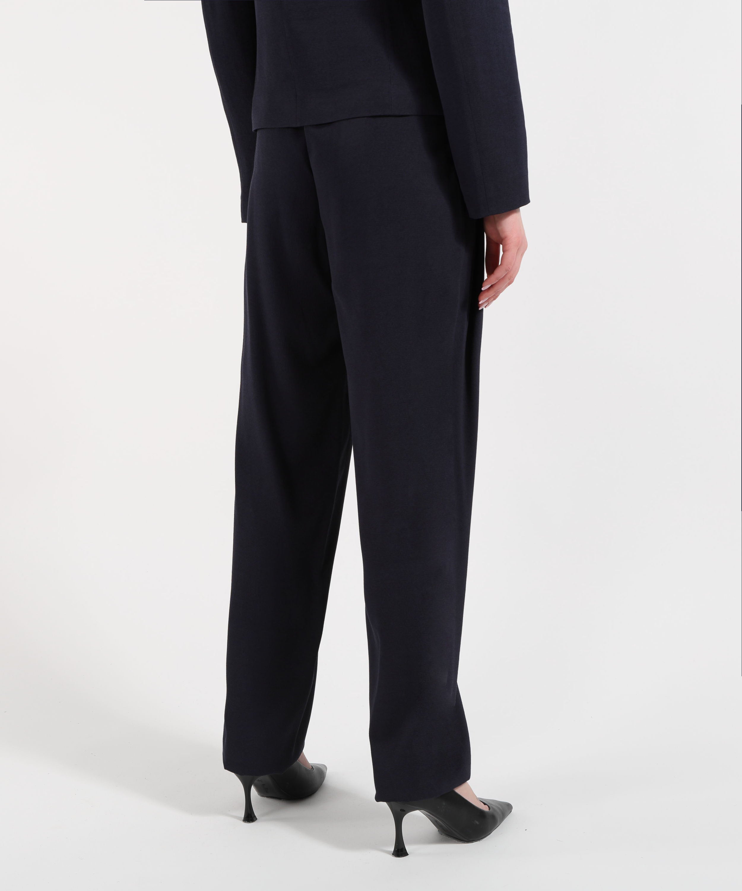 EMPORIO ARMANI Pantaloni in serga lavati con pieghe laterali