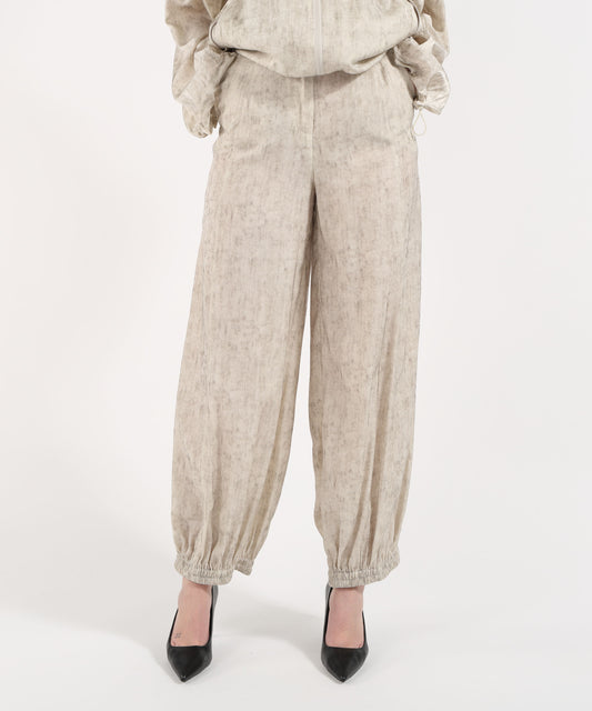 EMPORIO ARMANI Pantaloni in tessuto fluido stampa effetto maltinto