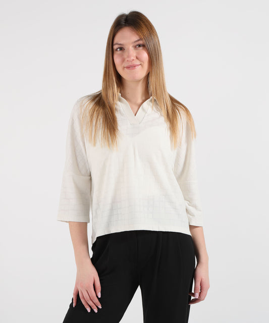 EMPORIO ARMANI Maglia collo polo in jersey jacquard pattern quadri