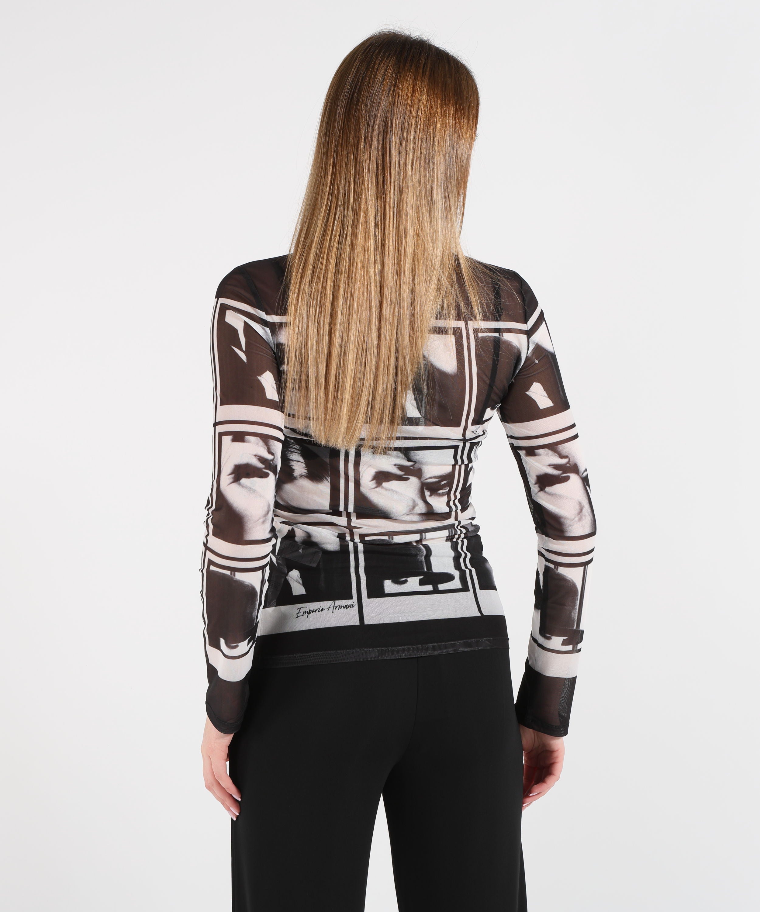 EMPORIO ARMANI Maglia in mesh con stampe fotografiche all over