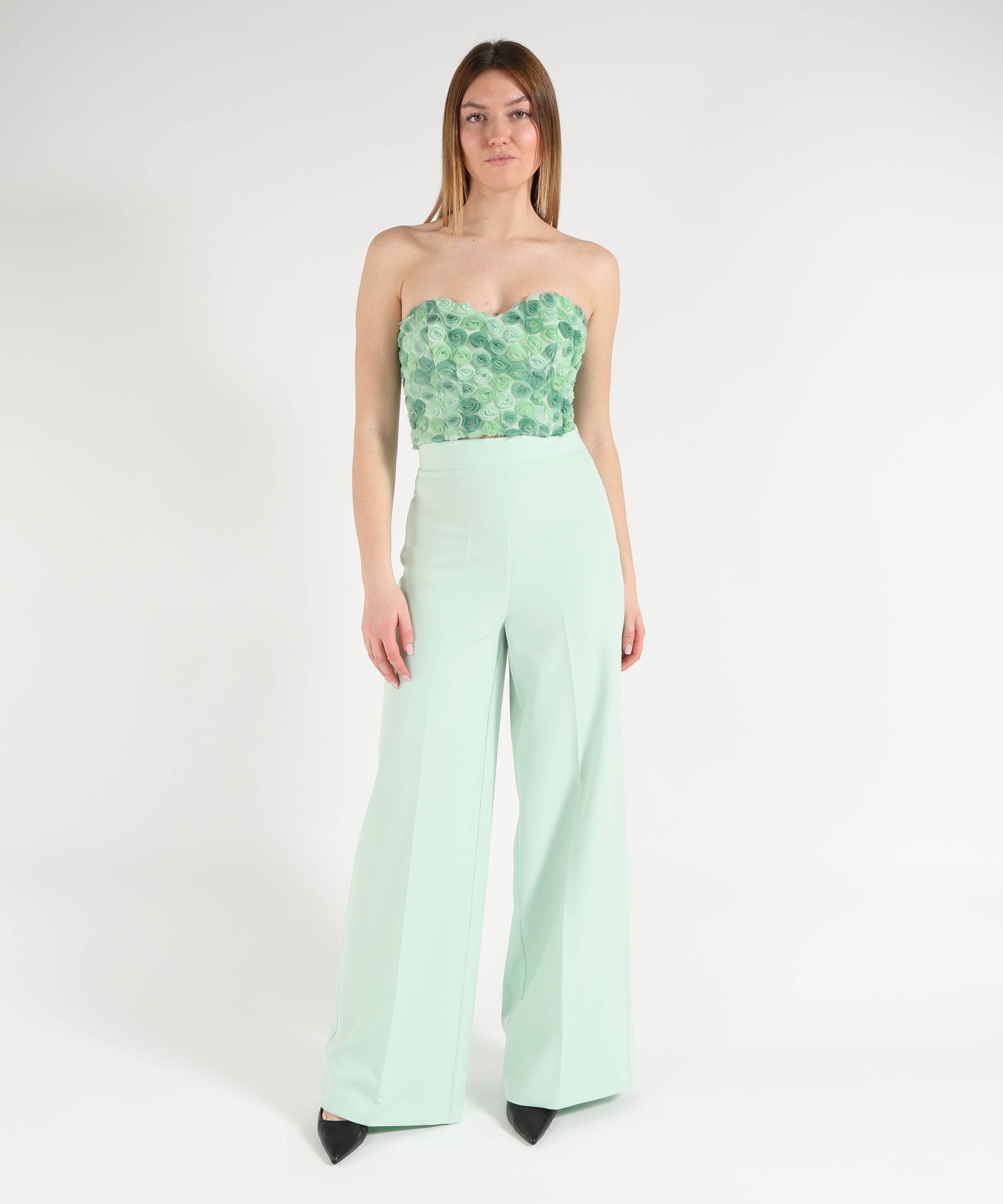 Trousers SILENCE LIMITED High-Waist Palazzo Pants Menta | SILENCE LIMITED
