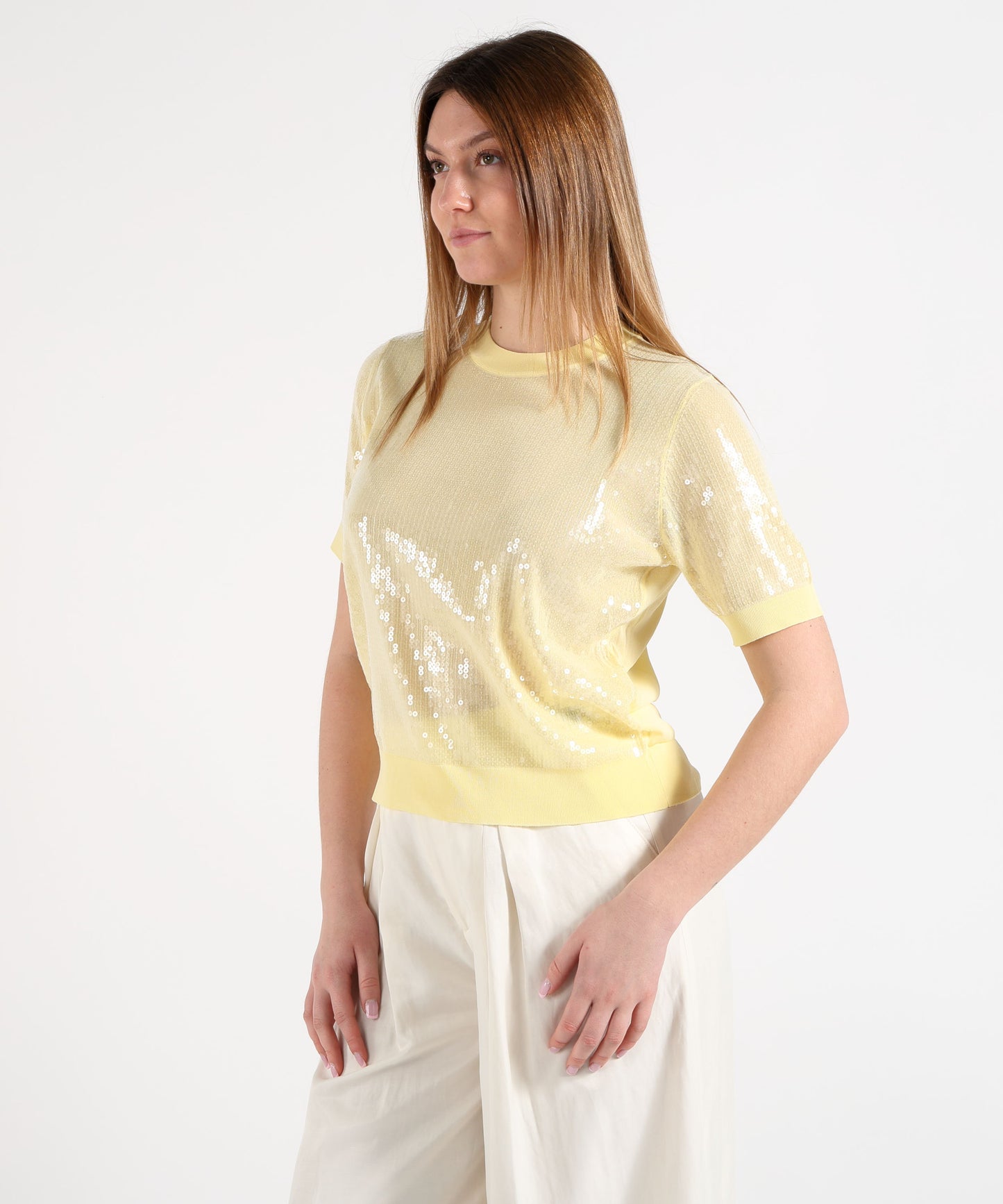 LIUJO WHITE Sequin Top