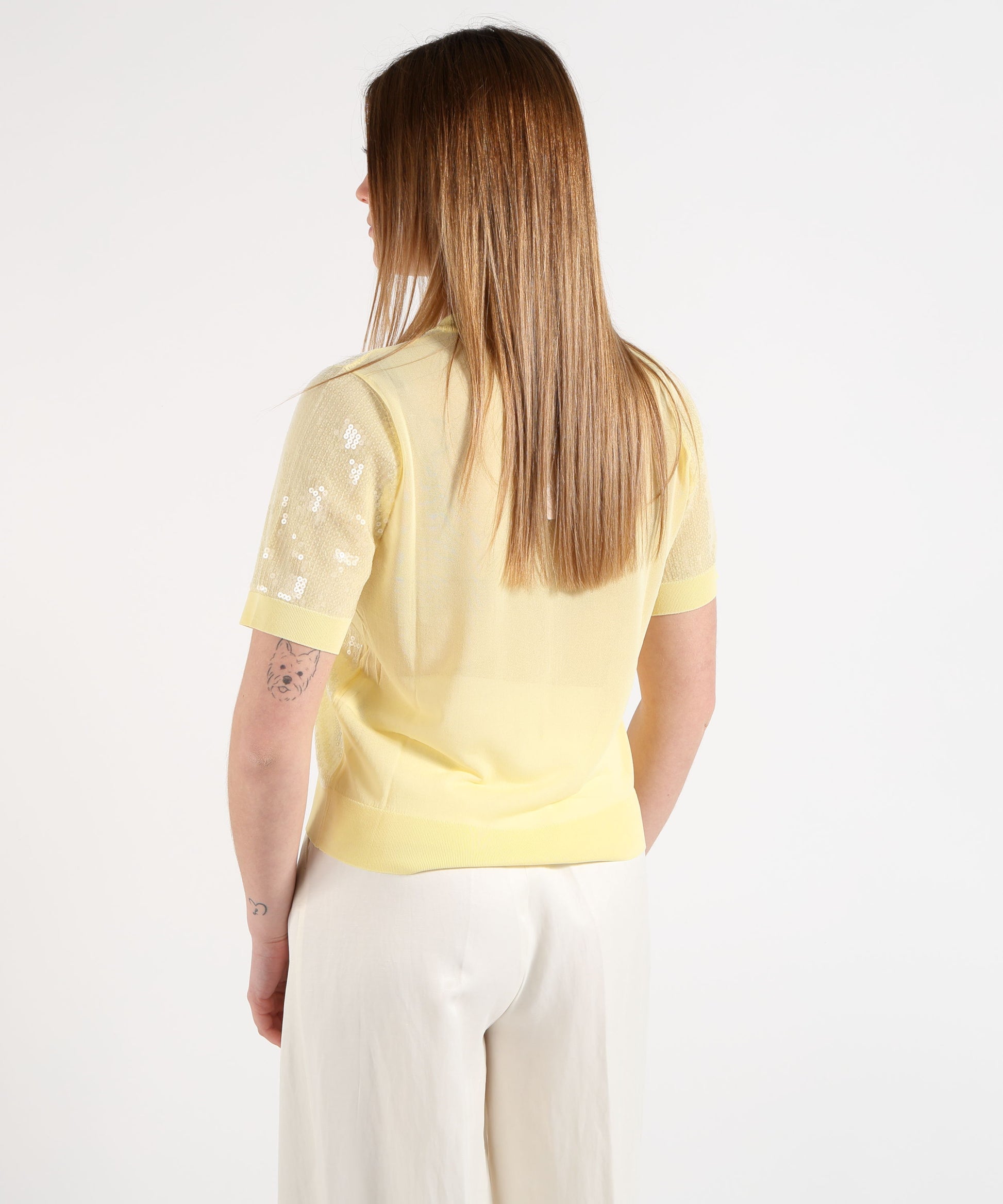Knitwear LIUJO WHITE Sequin Top Giallo | LIUJO WHITE