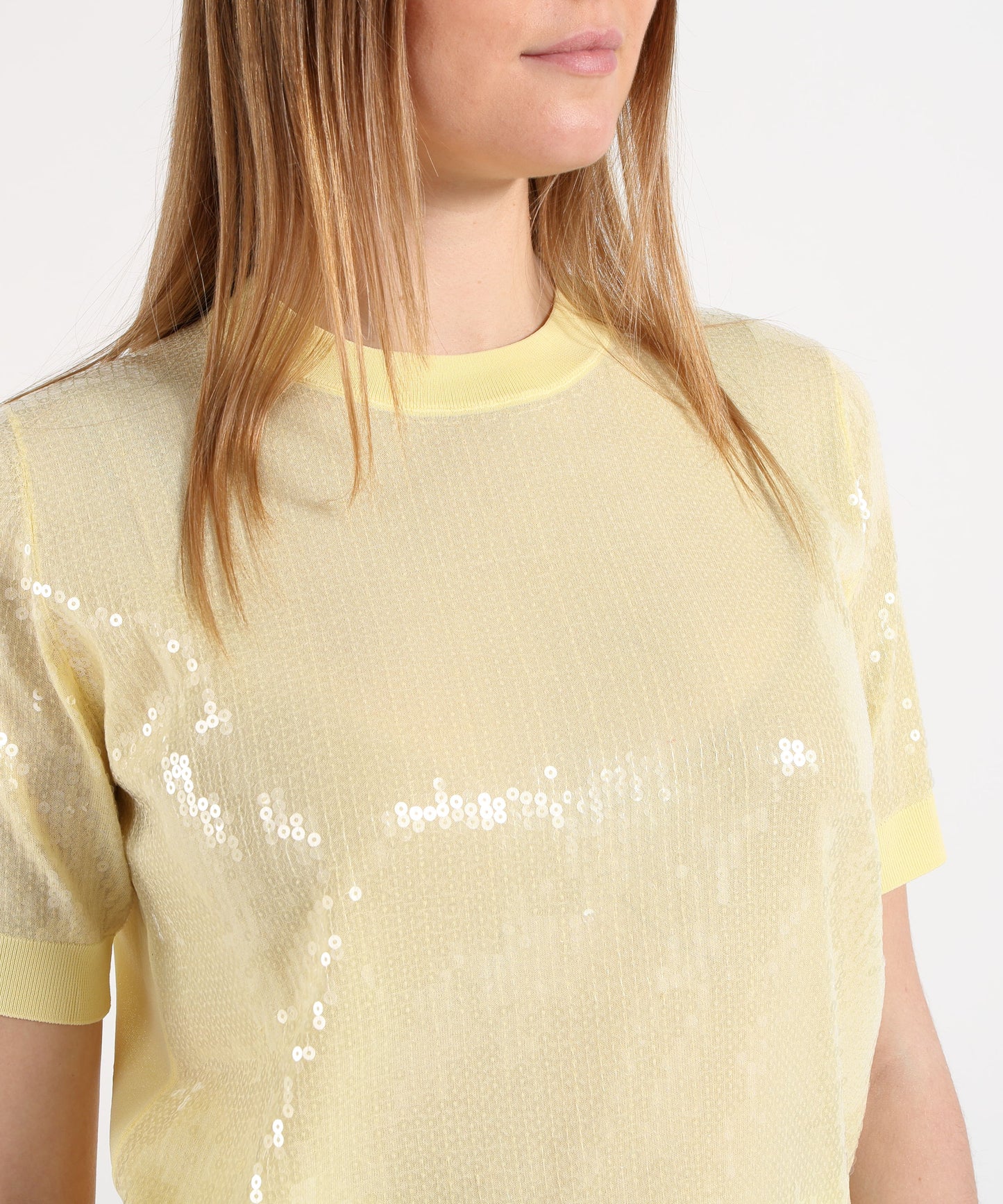 LIUJO WHITE Sequin Top