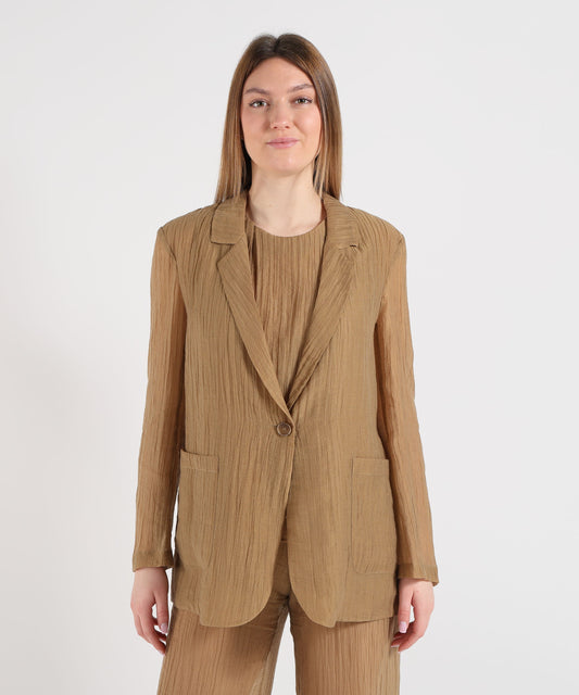 Giacche SEVENTY Giacca monopetto in voile lyocell Kaki | SEVENTY