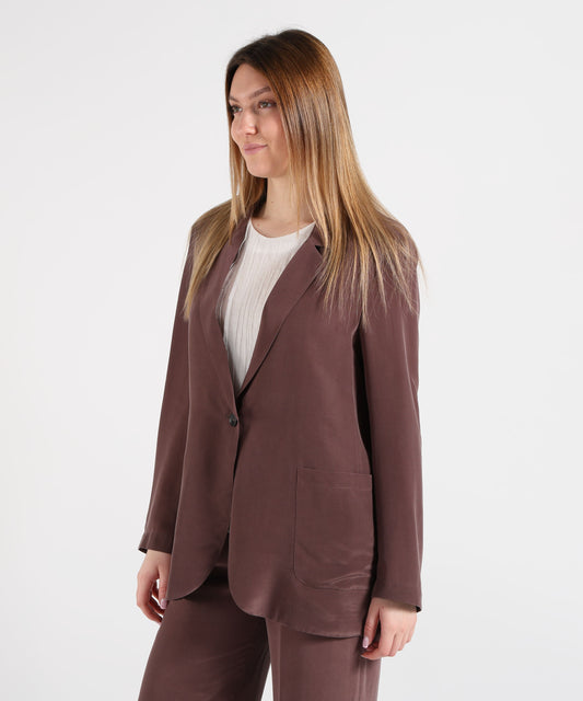 Giacche SEVENTY Giacca monopetto in voile lyocell Marrone | SEVENTY