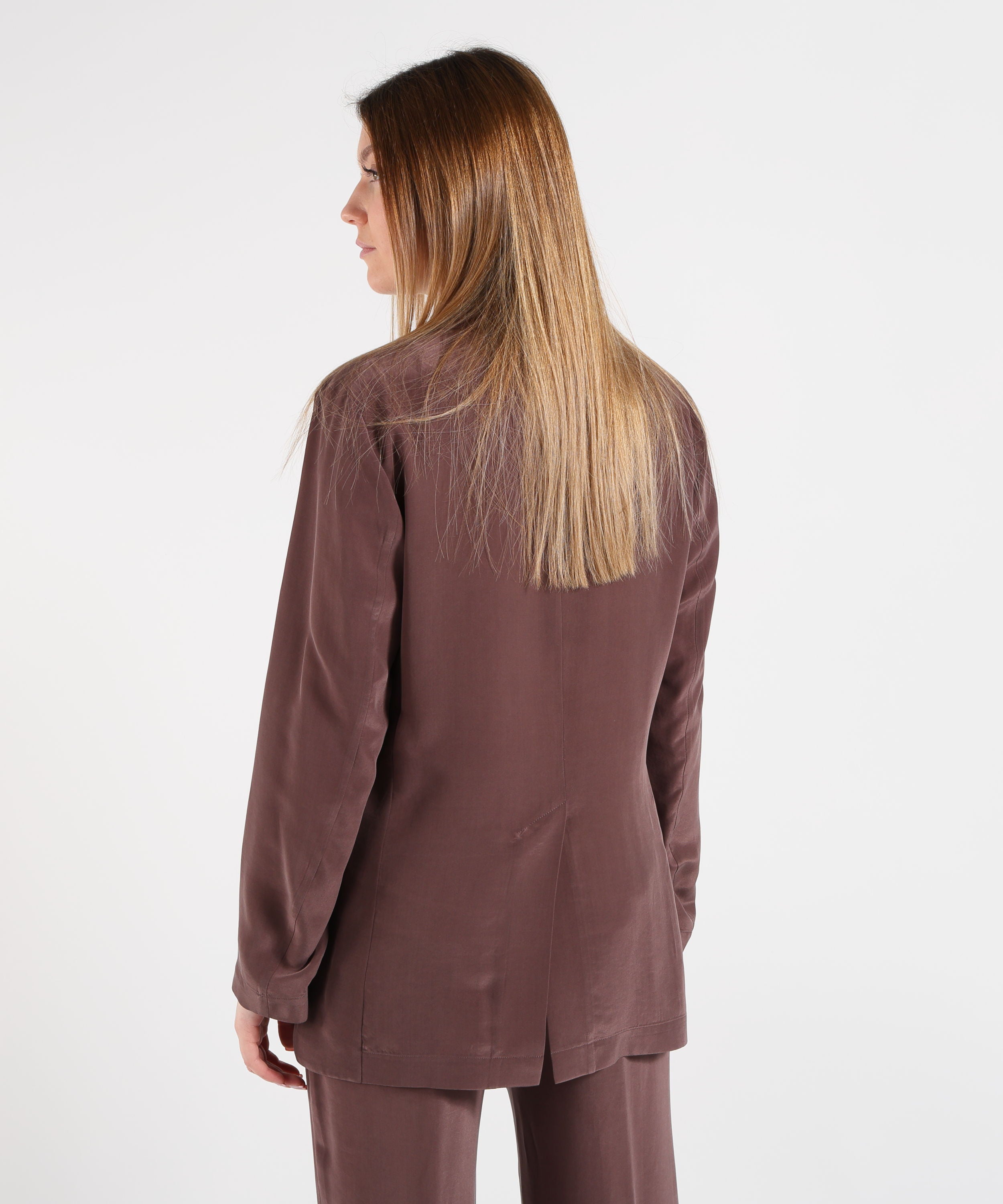 Giacche SEVENTY Giacca monopetto in voile lyocell Marrone | SEVENTY