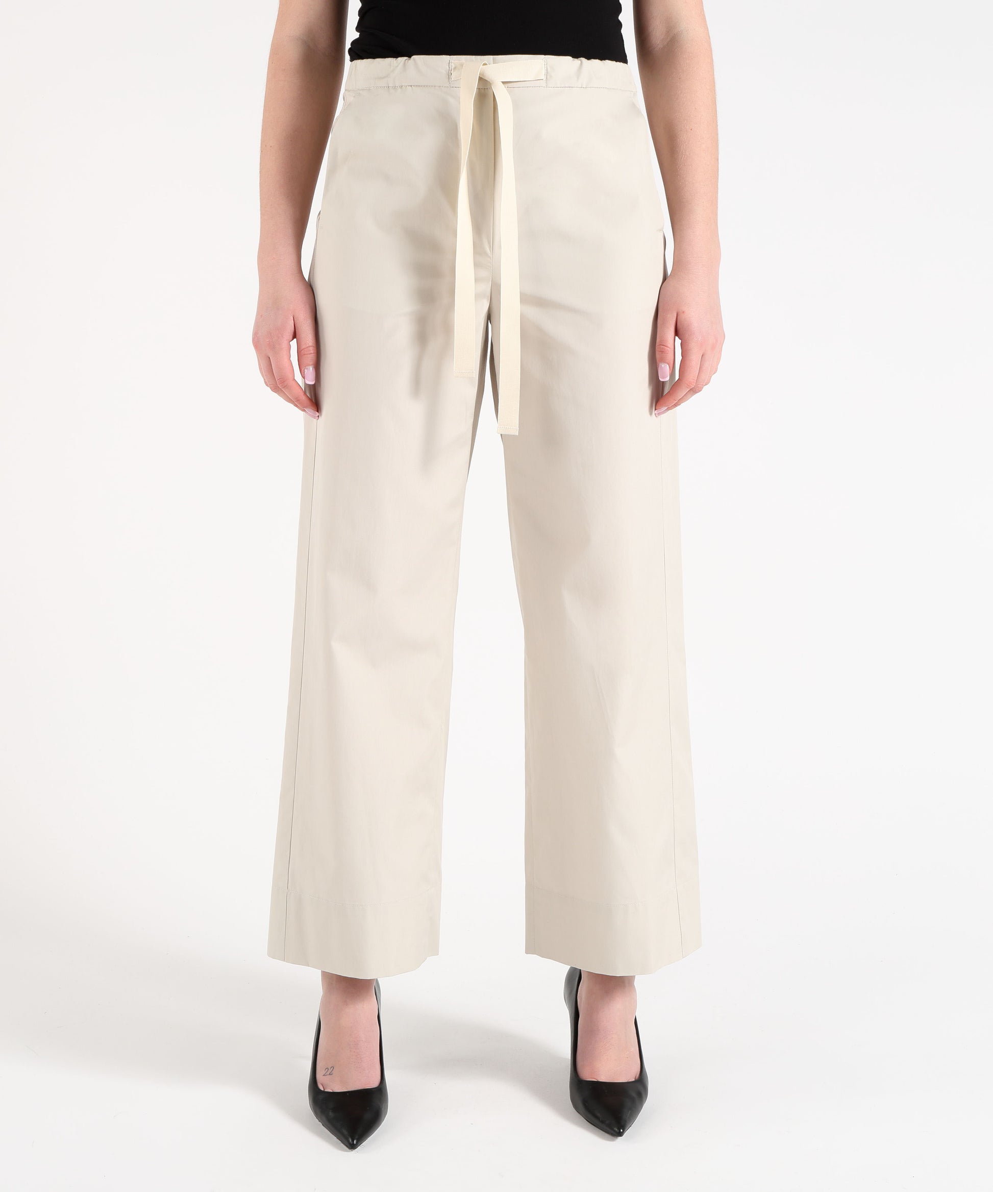 Pantaloni 'S MAX MARA Pantalone coulisse in cotone argento Ghiaccio | 'S MAX MARA