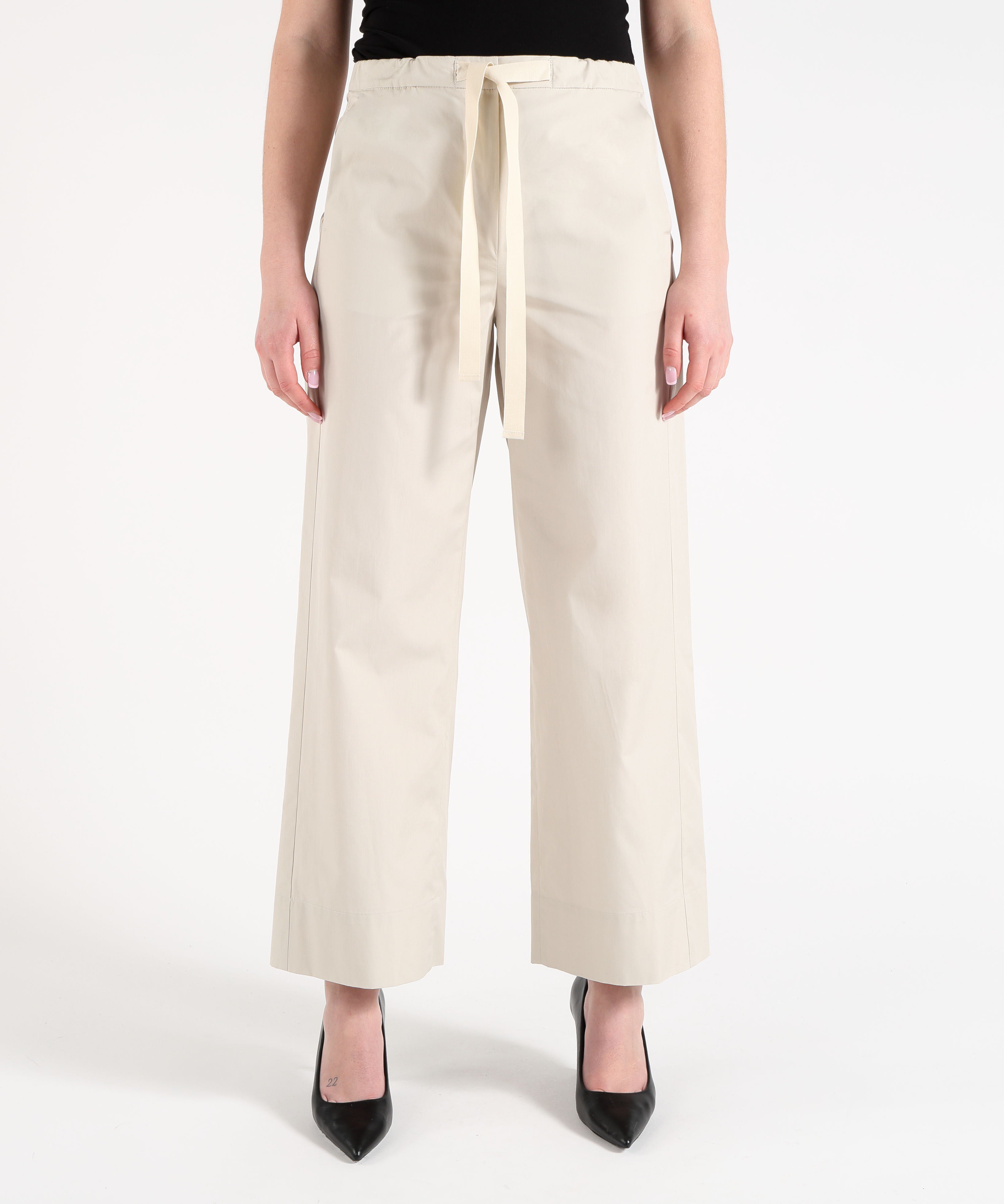'S MAX MARA Pantalone coulisse in cotone argento