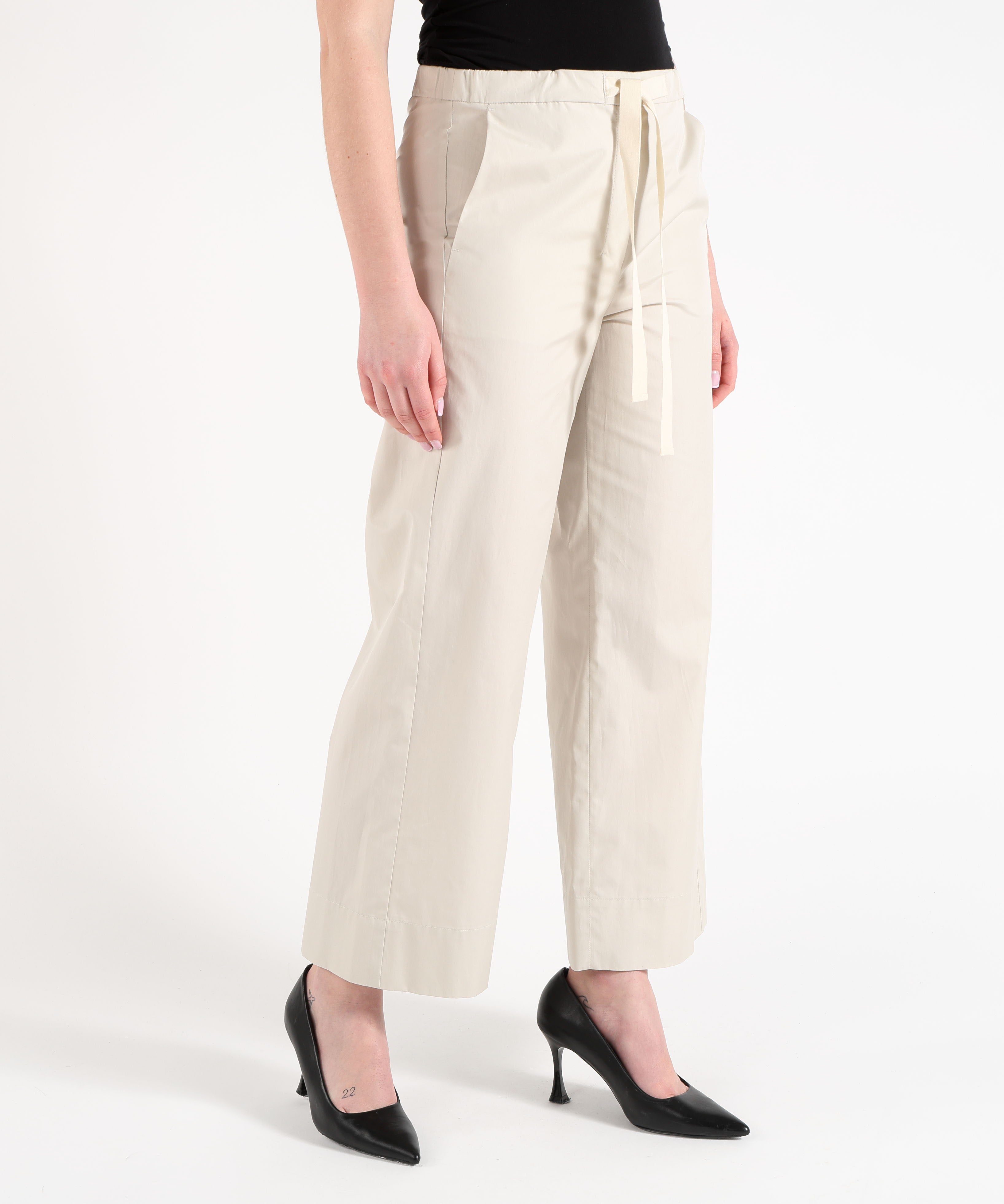 'S MAX MARA Pantalone coulisse in cotone argento