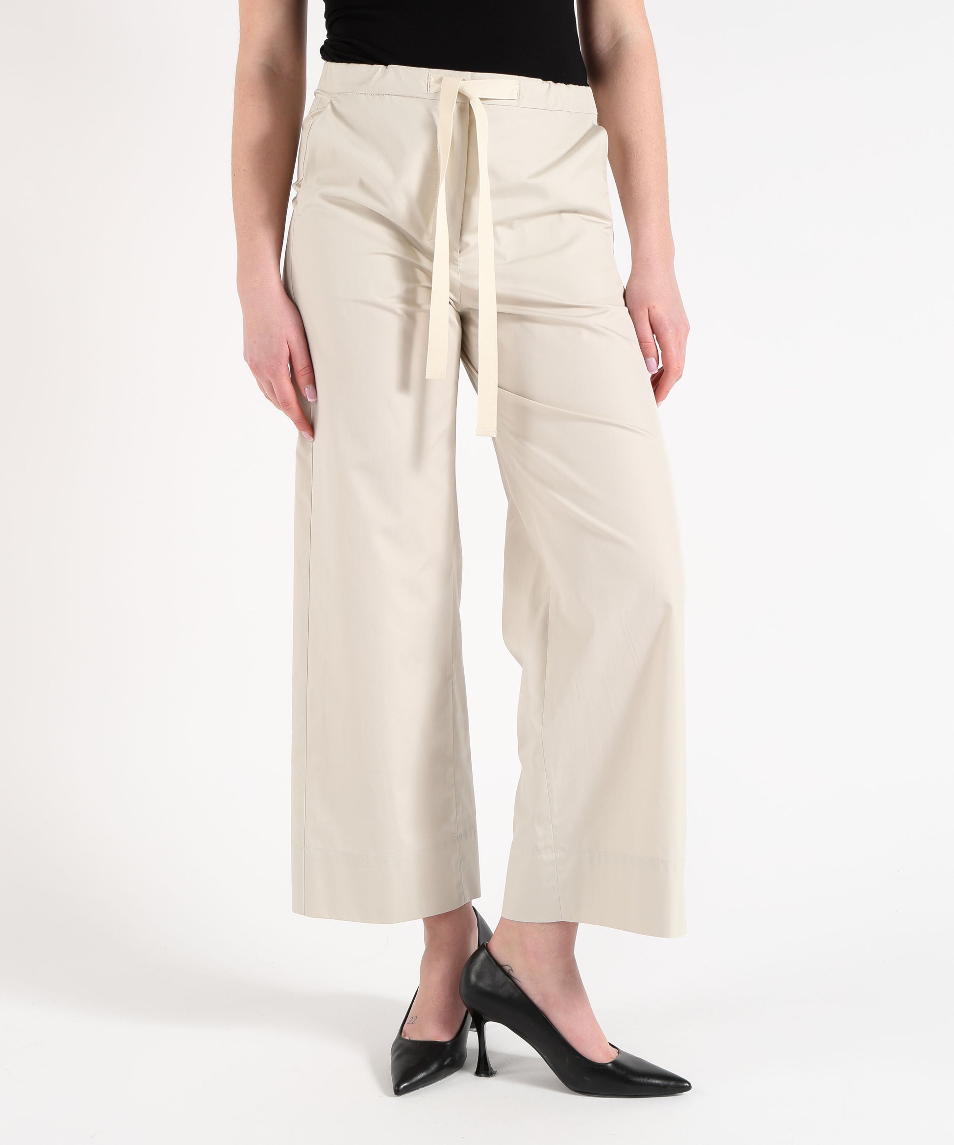 Pantaloni 'S MAX MARA Pantalone coulisse in cotone argento Ghiaccio | 'S MAX MARA