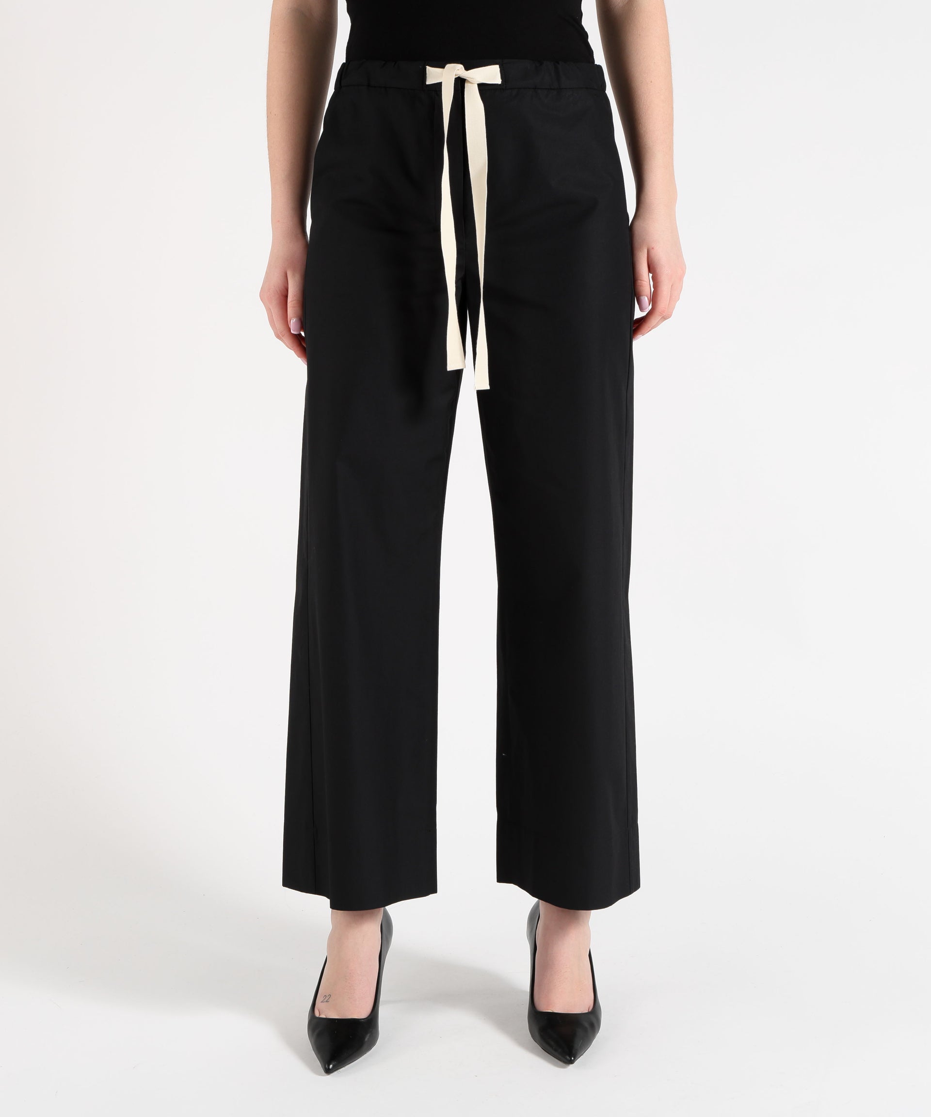 'S MAX MARA Pantalone coulisse in cotone argento