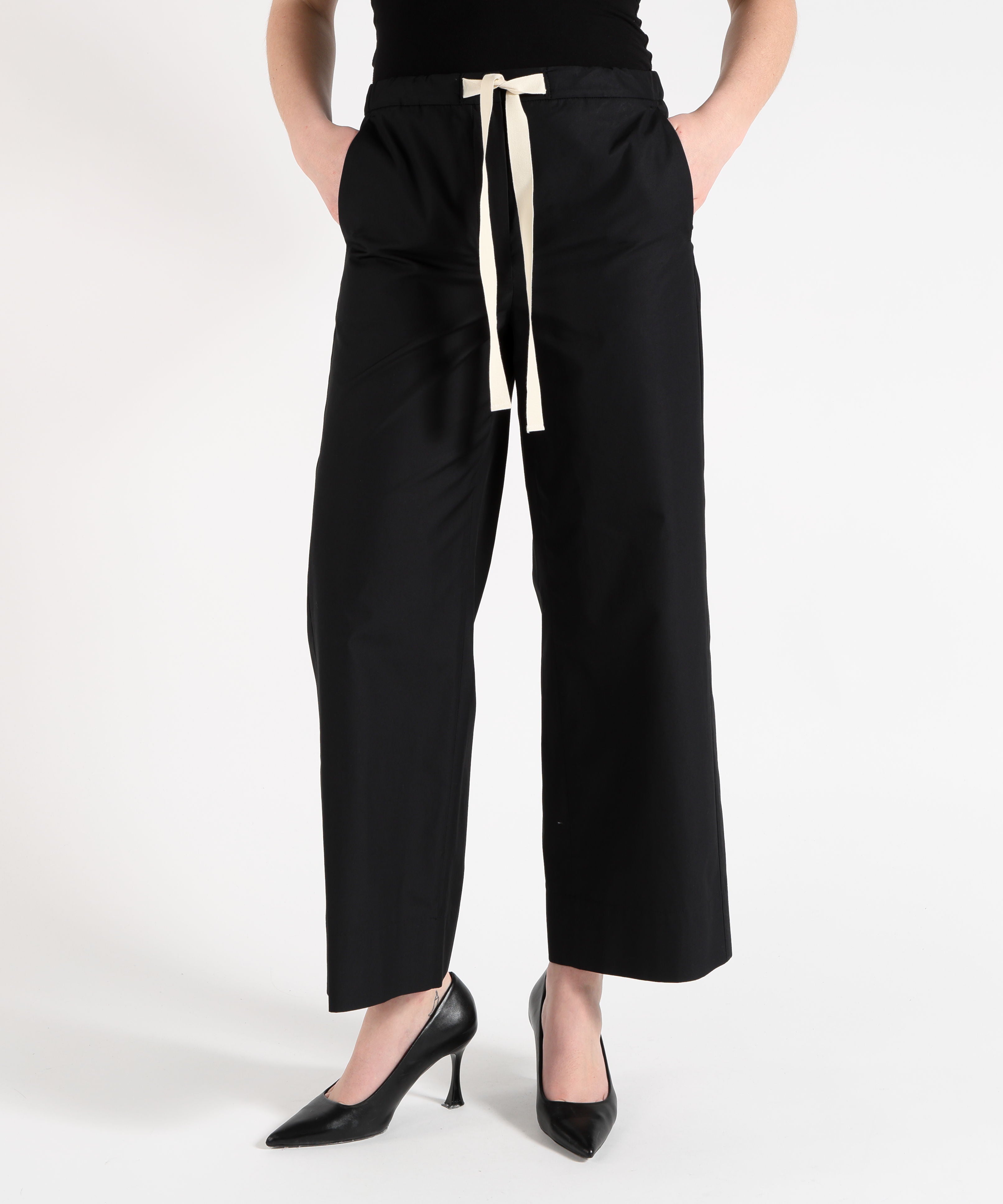 'S MAX MARA Pantalone coulisse in cotone argento