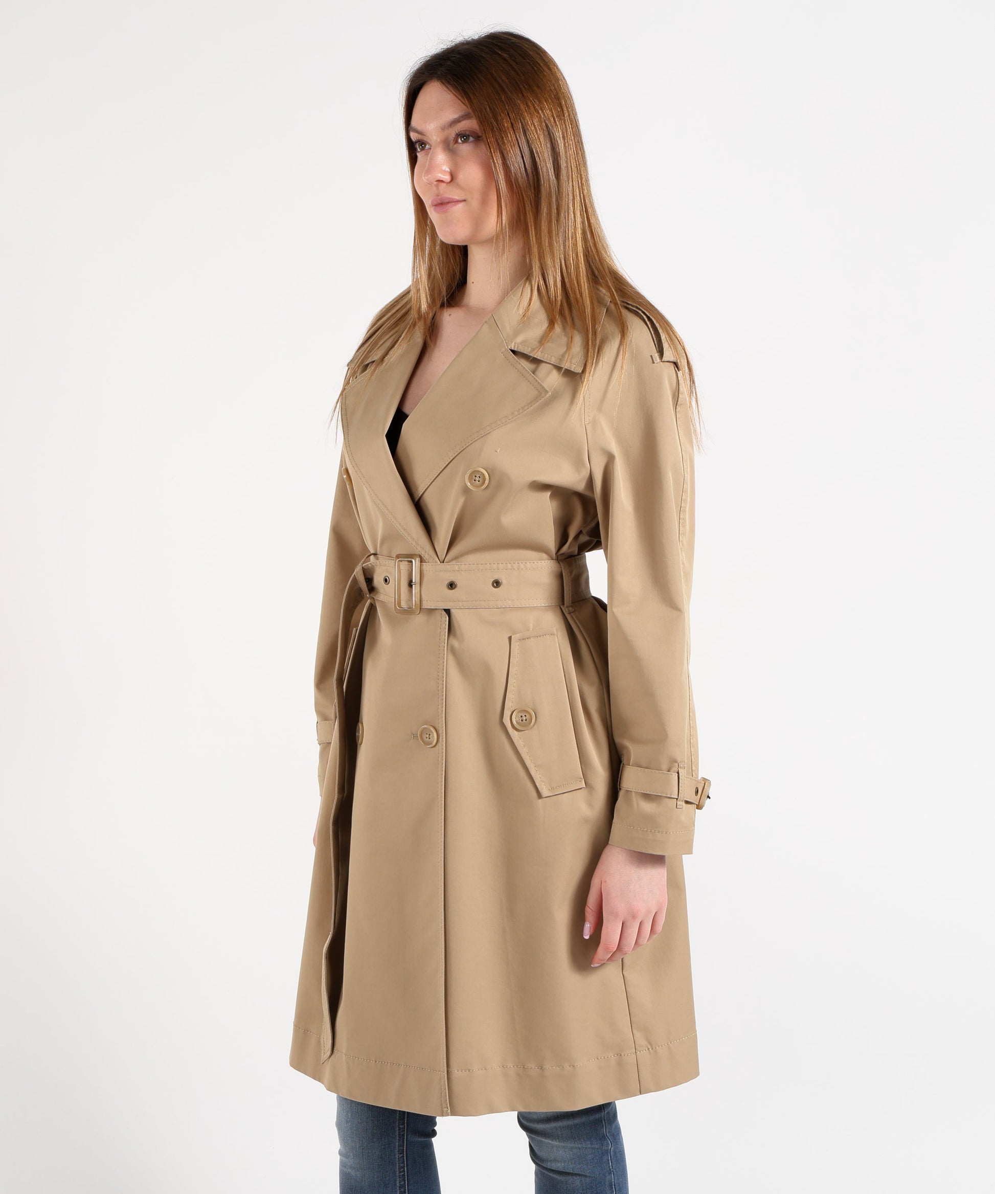 Raincoats PENNYBLACK Vettura Double-Breasted Gabardine Trench Coat Sabbia | PENNYBLACK