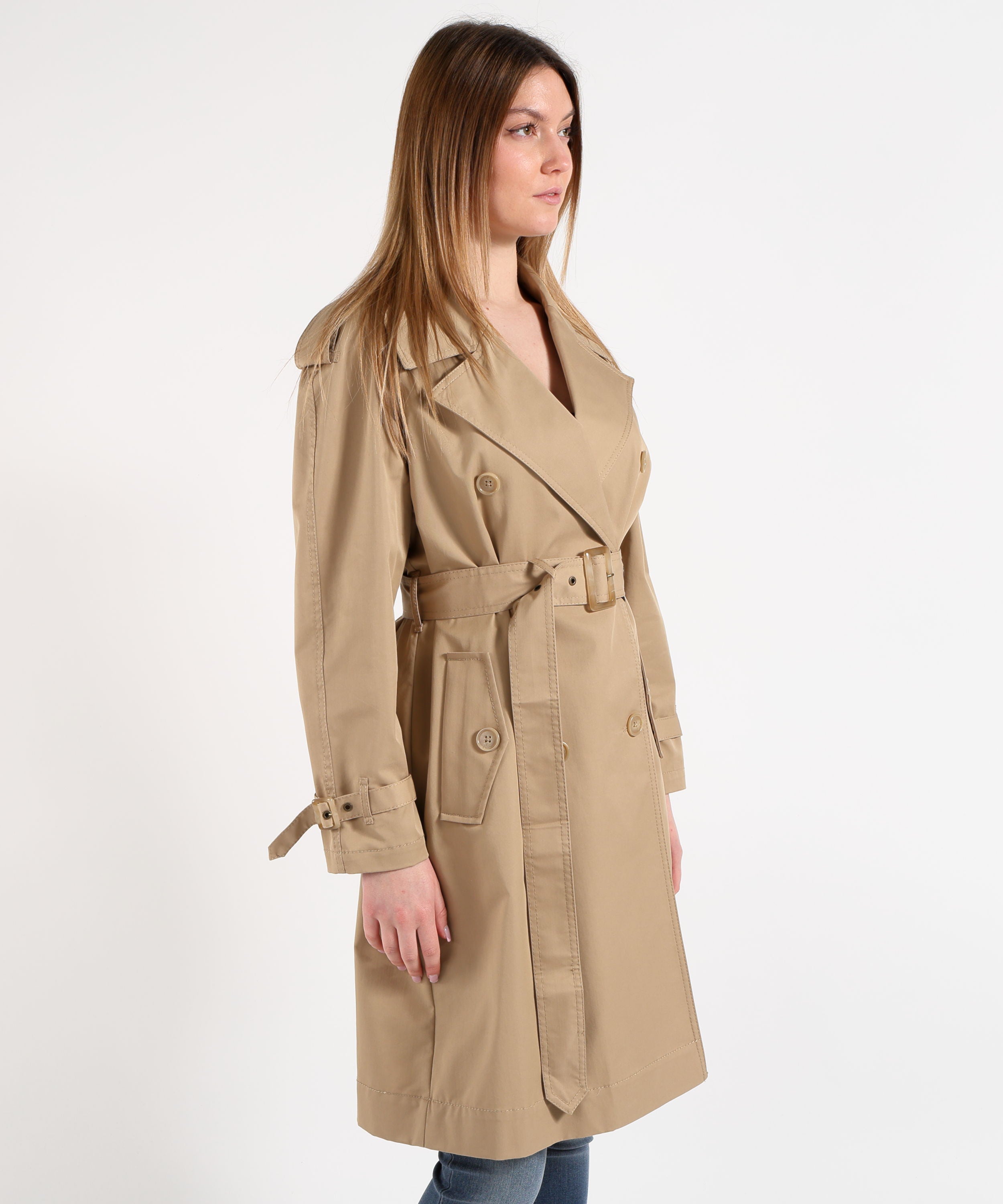 Raincoats PENNYBLACK Vettura Double-Breasted Gabardine Trench Coat Sabbia | PENNYBLACK