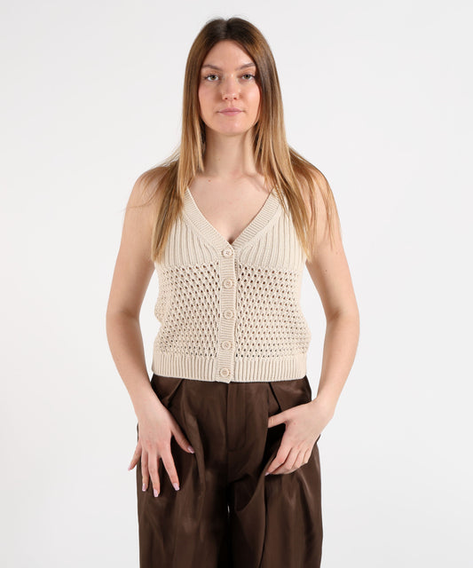Vests PENNYBLACK Dialogo Mesh and Rib Knit Vest Corda | PENNYBLACK