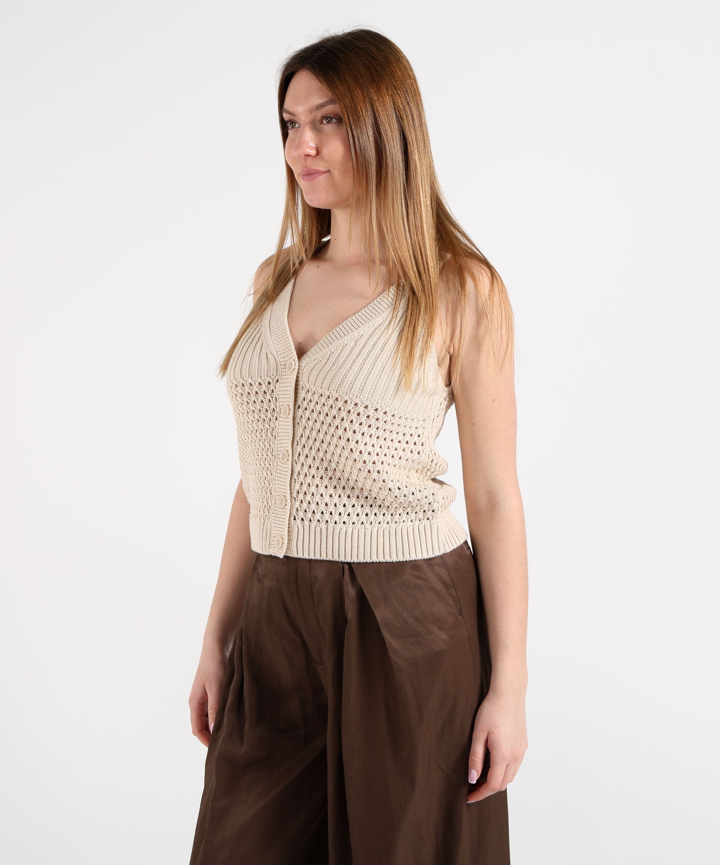 PENNYBLACK Dialogo Mesh and Rib Knit Vest
