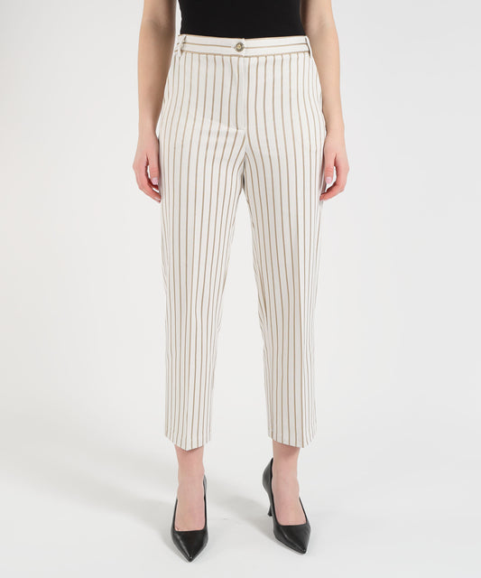 Pantaloni PENNYBLACK Pantaloni in jersey gessato corone Vaniglia | PENNYBLACK
