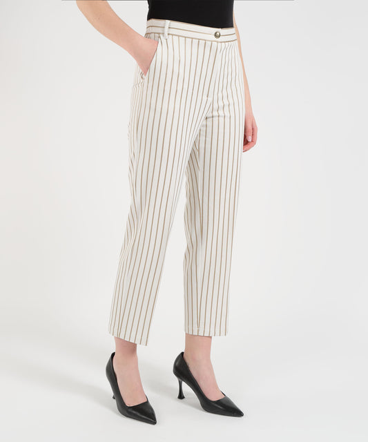 Pantaloni PENNYBLACK Pantaloni in jersey gessato corone Vaniglia | PENNYBLACK