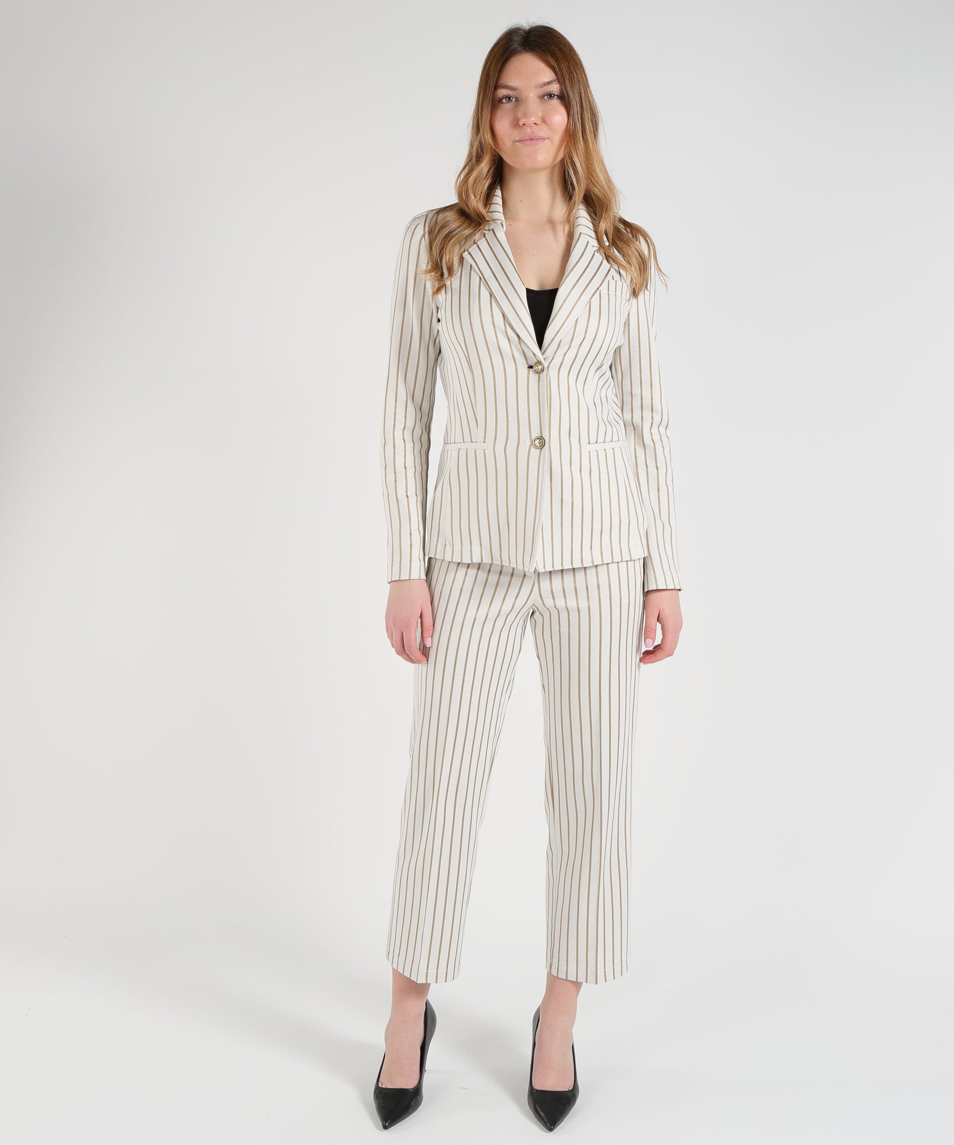 Trousers PENNYBLACK Corone Pinstripe Jersey Pants Vaniglia | PENNYBLACK