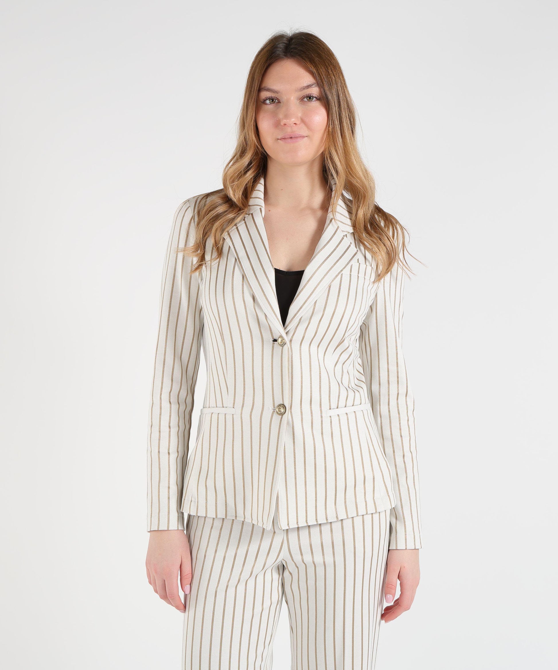 Jackets PENNYBLACK Zinco Slim Pinstripe Jersey Blazer Vaniglia | PENNYBLACK