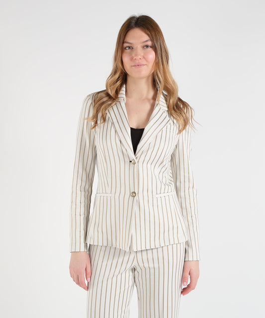Giacche PENNYBLACK Blazer slim in jersey gessato zinco Vaniglia | PENNYBLACK