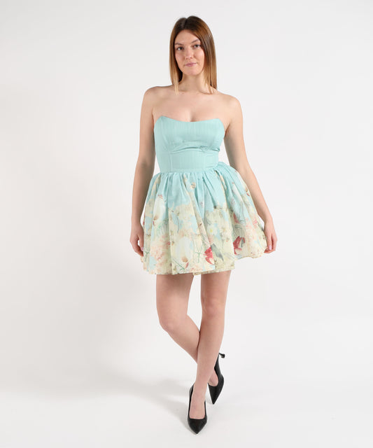 Amosa Abito corto con bustier e gonna a fiori