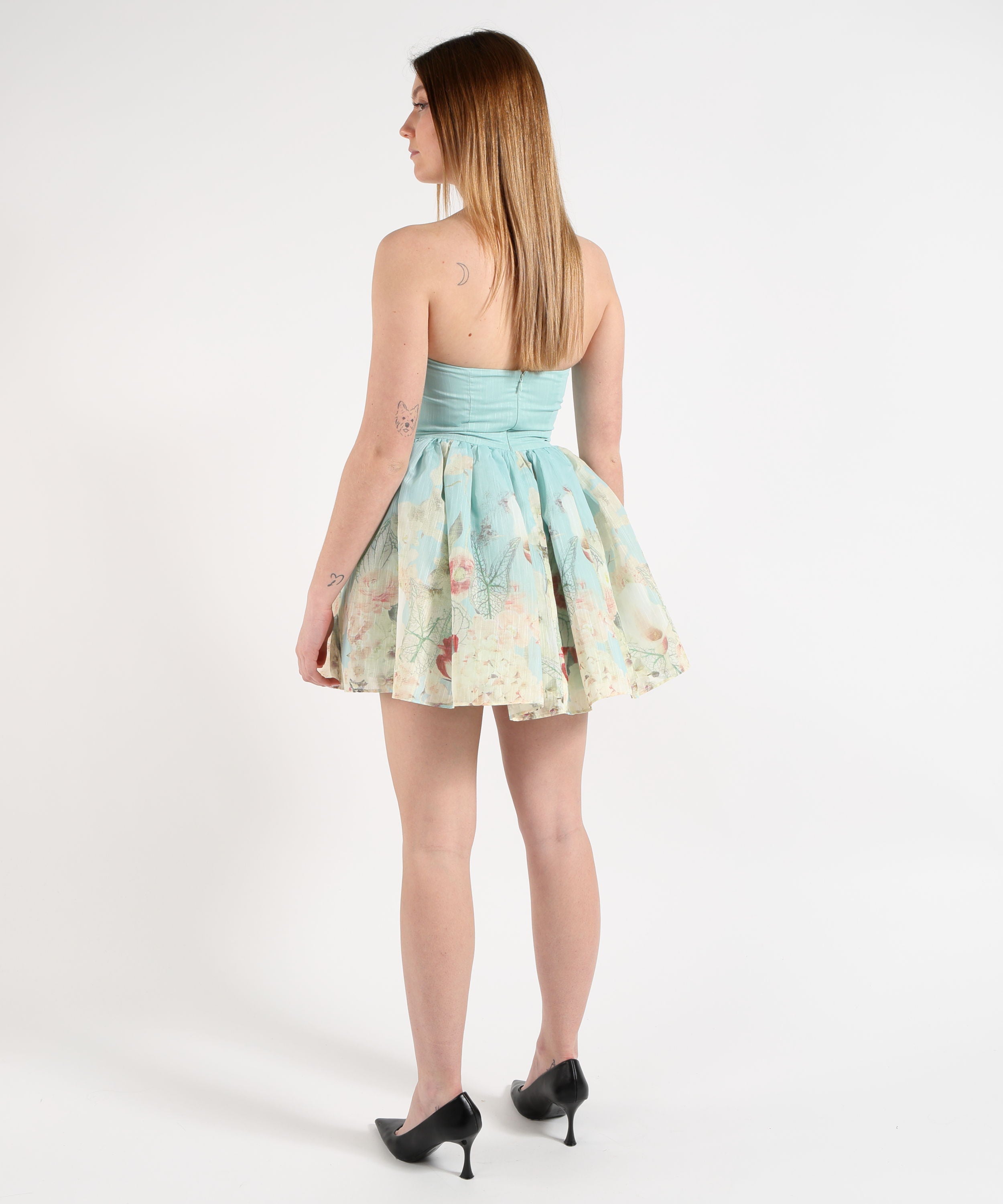 Amosa Abito corto con bustier e gonna a fiori