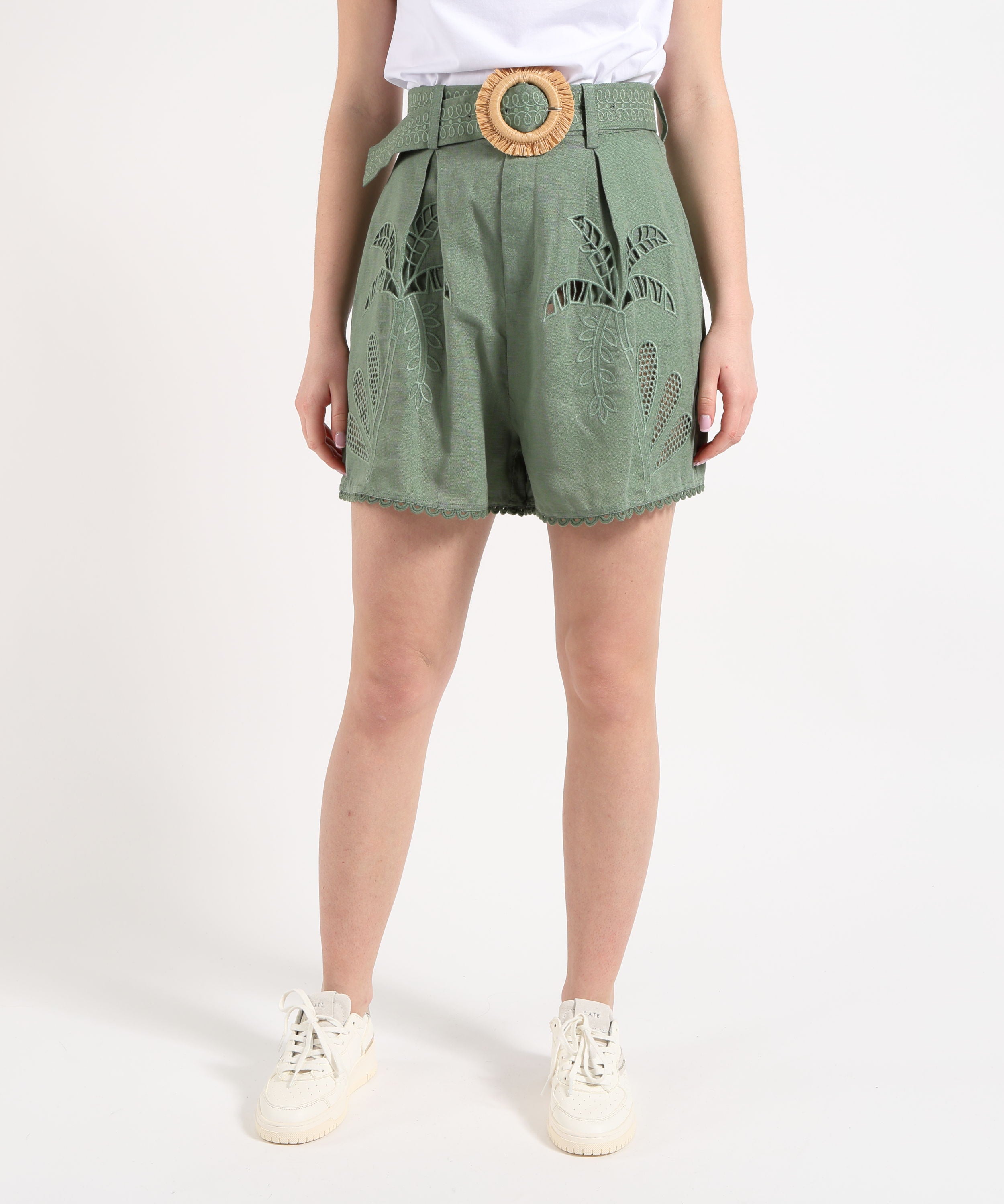 Amosa Pantaloncino Donna Corto con Intagli, Ricami e Merletto