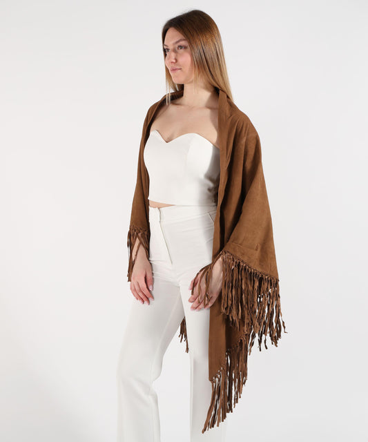 Capes THE JACKIE LEATHERS Venere Cape with Fringes Tabacco | THE JACKIE LEATHERS