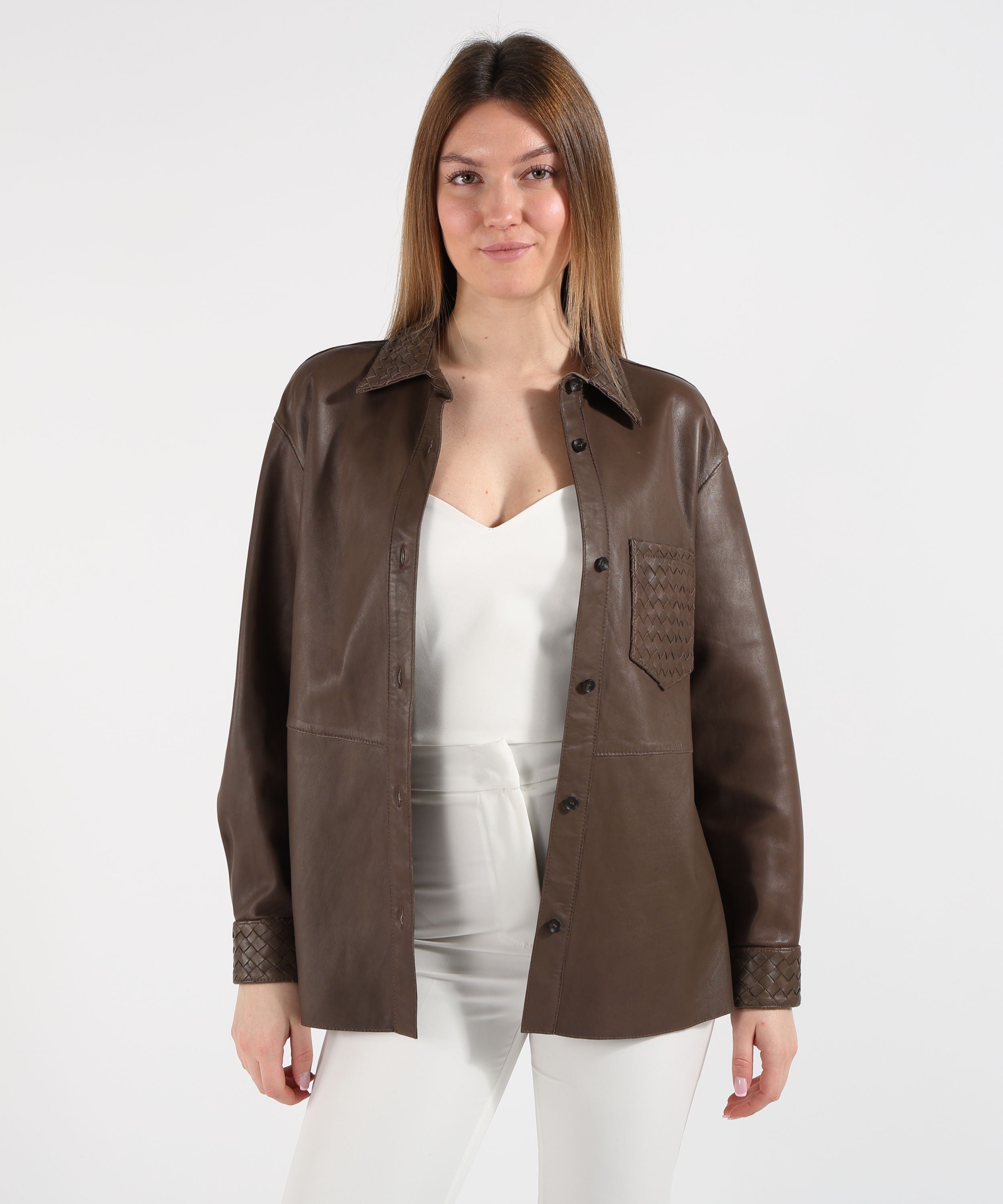 Jackets THE JACKIE LEATHERS Leather Overshirt Nocciola | THE JACKIE LEATHERS