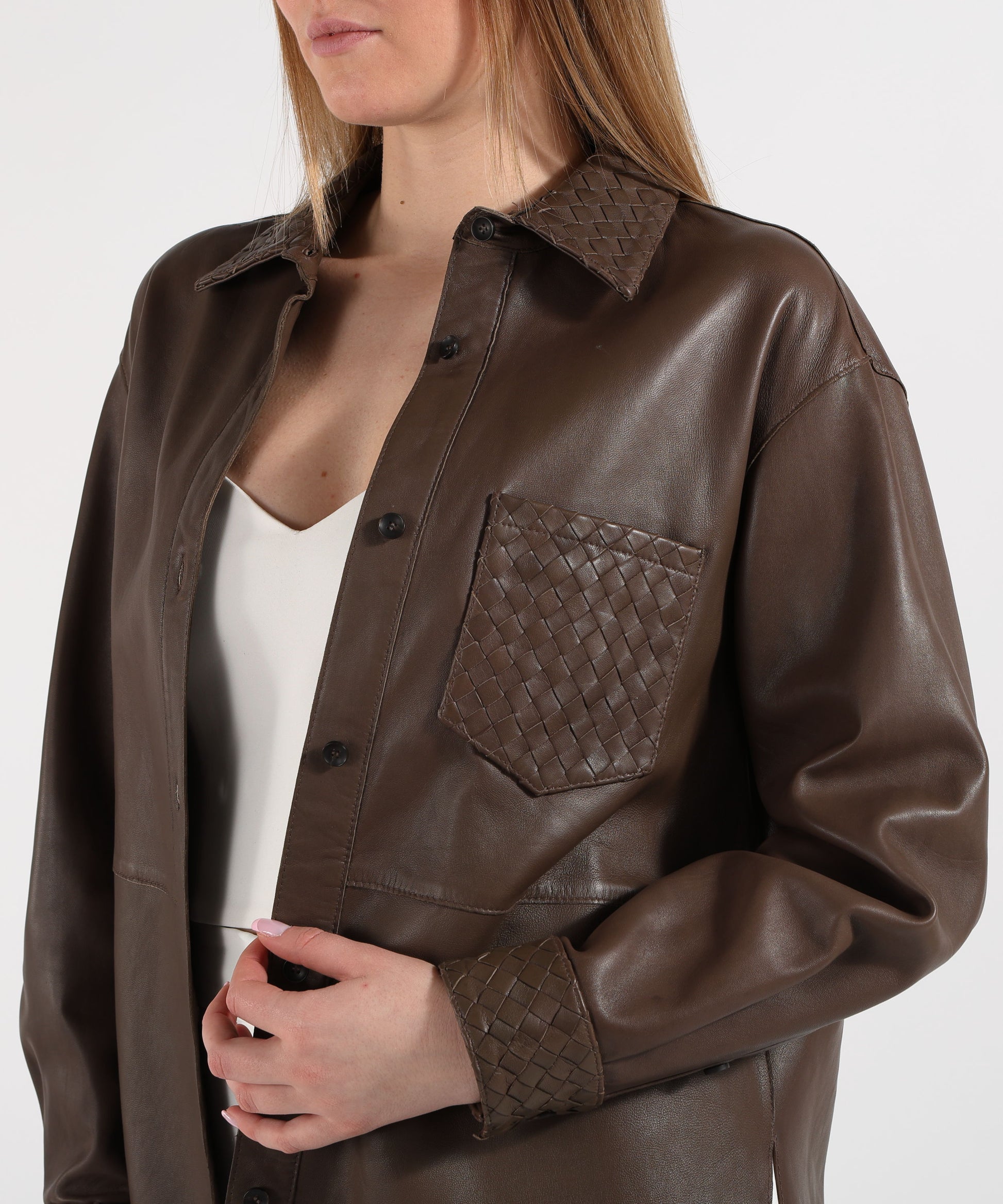 Jackets THE JACKIE LEATHERS Leather Overshirt Nocciola | THE JACKIE LEATHERS