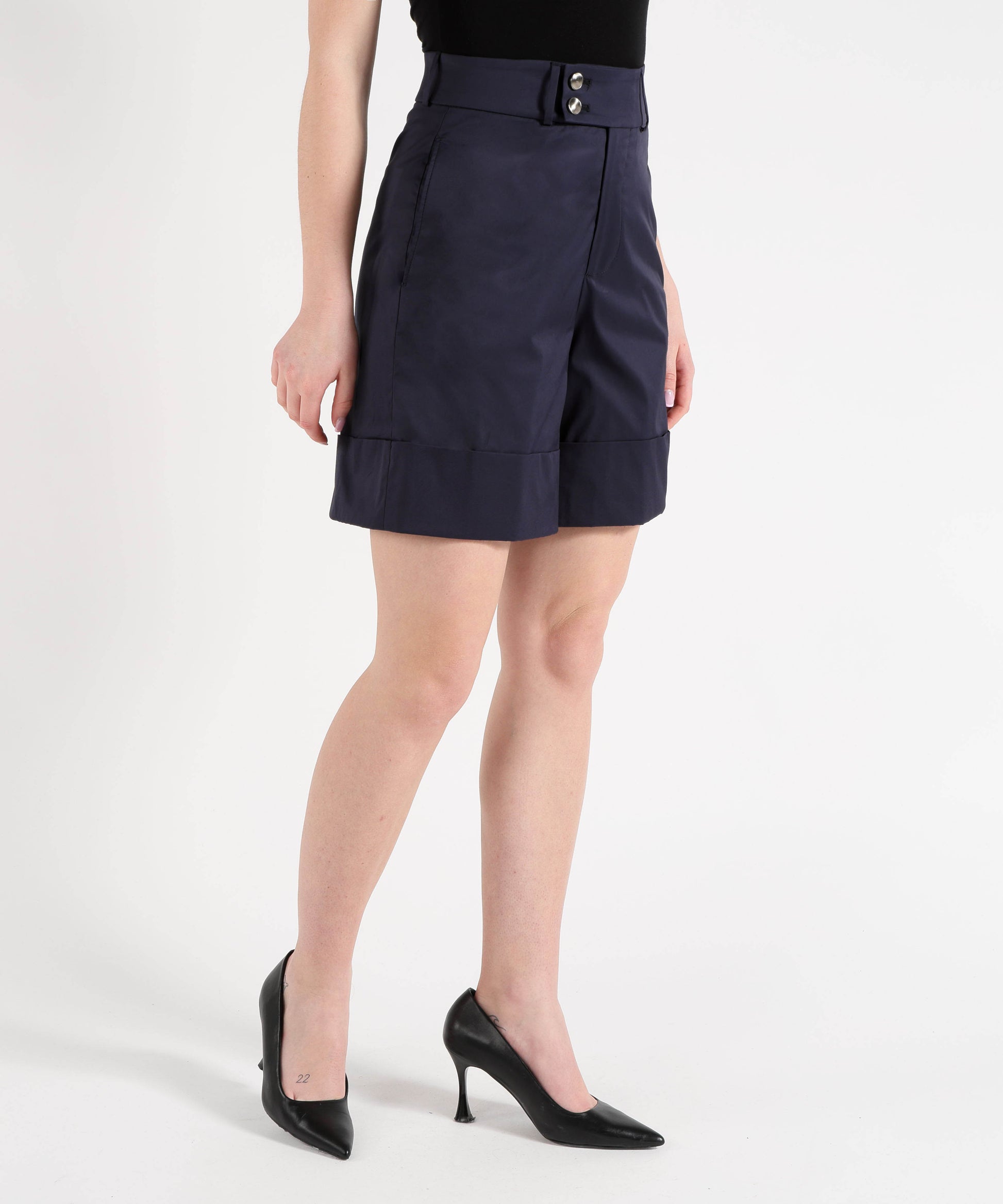 Bermudas BERWICH Women's Short Bermuda Shorts with Turn-Up Navy | BERWICH
