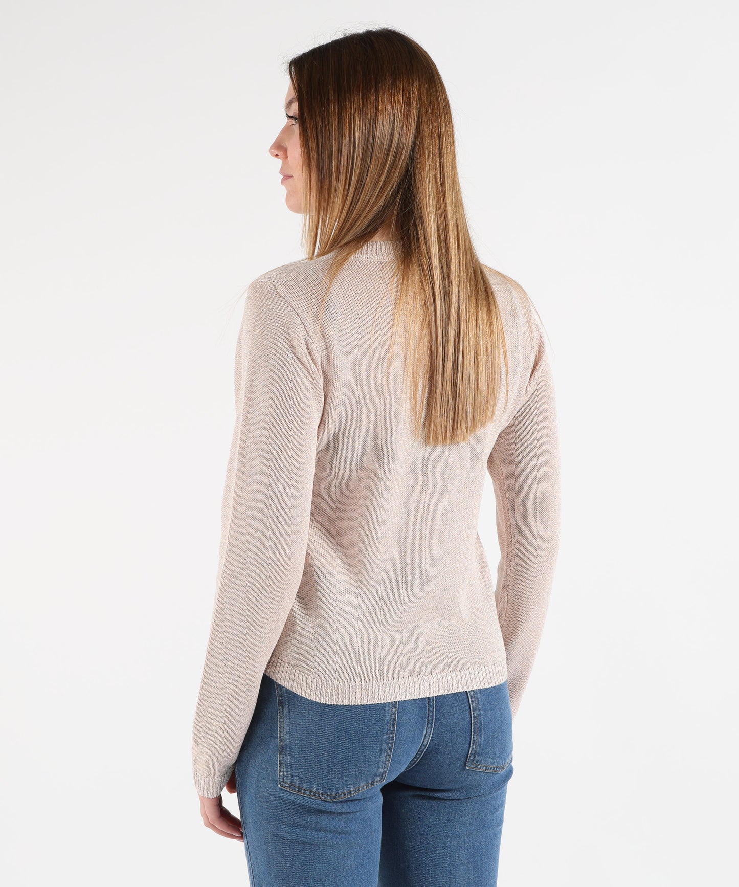 SEVENTY Maglia Donna Manica Lunga con Girocollo e Dettaglio Brillantini