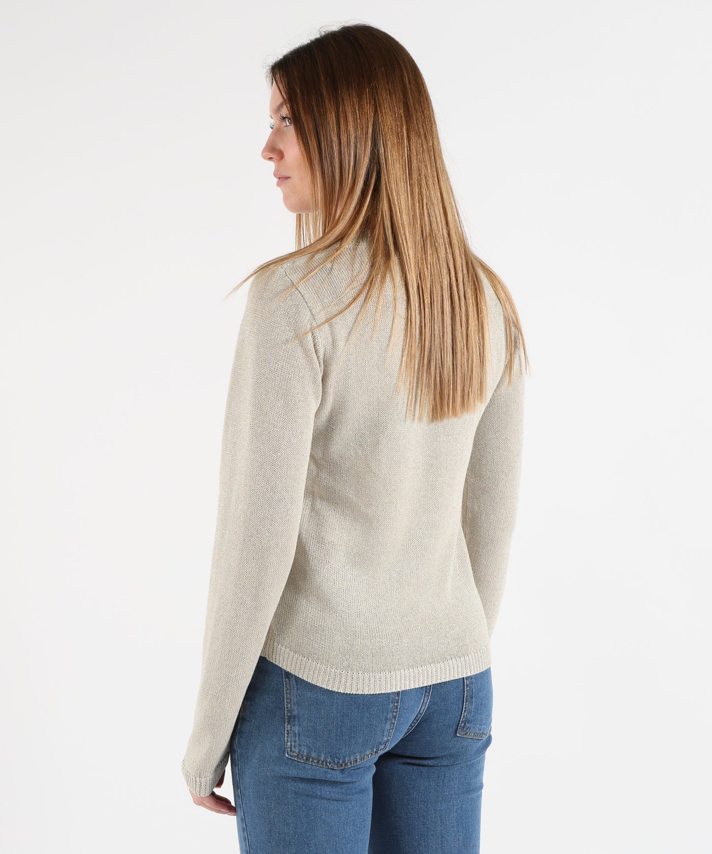 SEVENTY Maglia Donna Manica Lunga con Girocollo e Dettaglio Brillantini